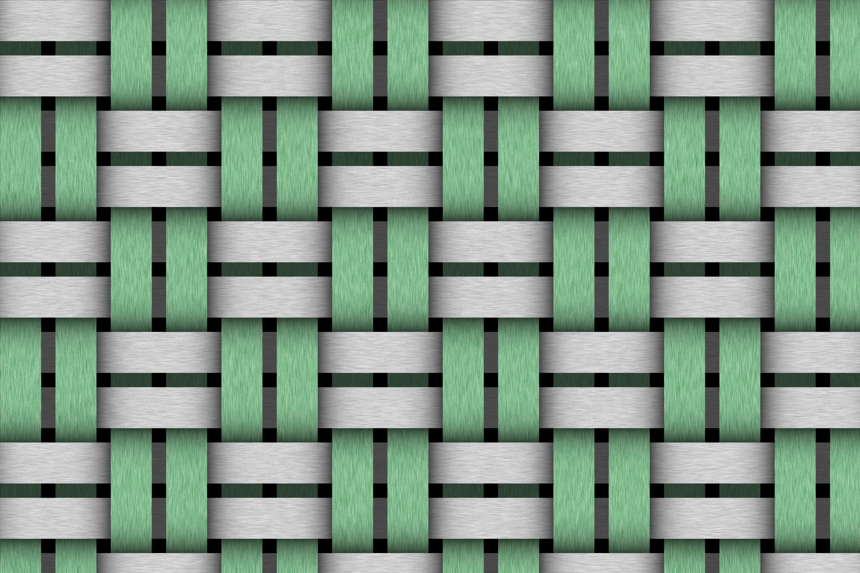 Woven Texture with Green and White Stripes HD Wallpaper