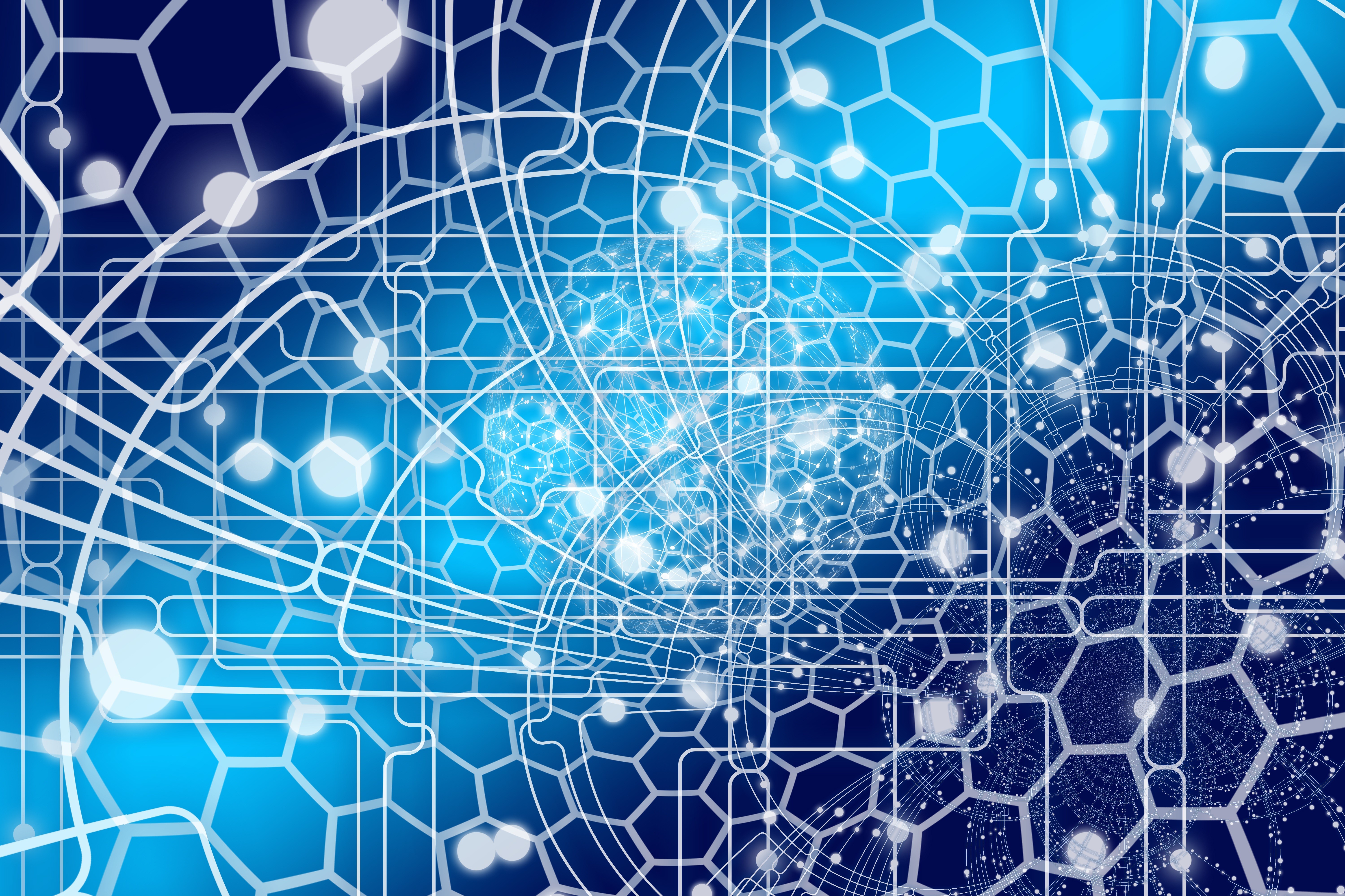 Abstract Network of Hexagons and Lines HD Wallpaper