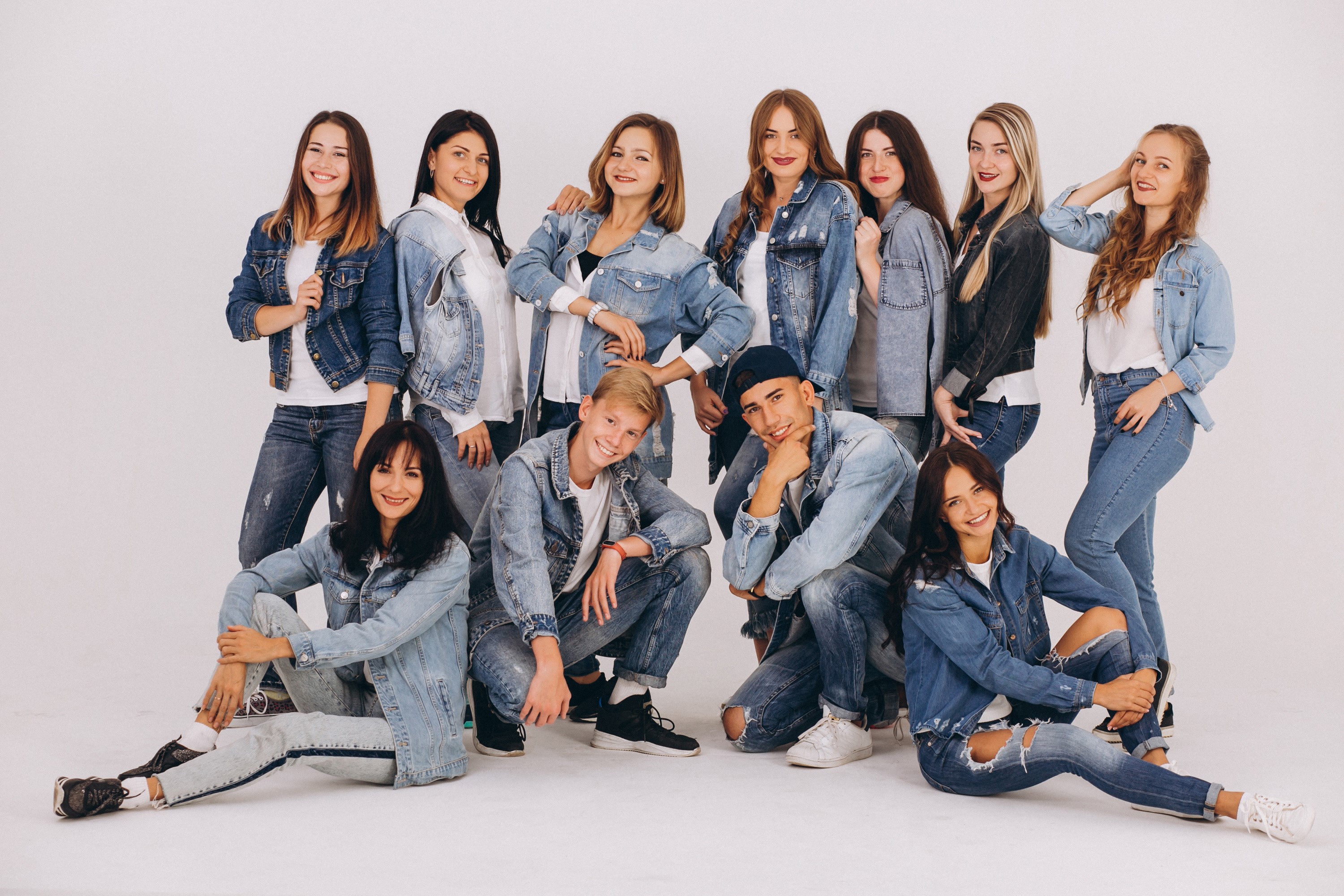 Group of young people in denim jackets and jeans HD Wallpaper