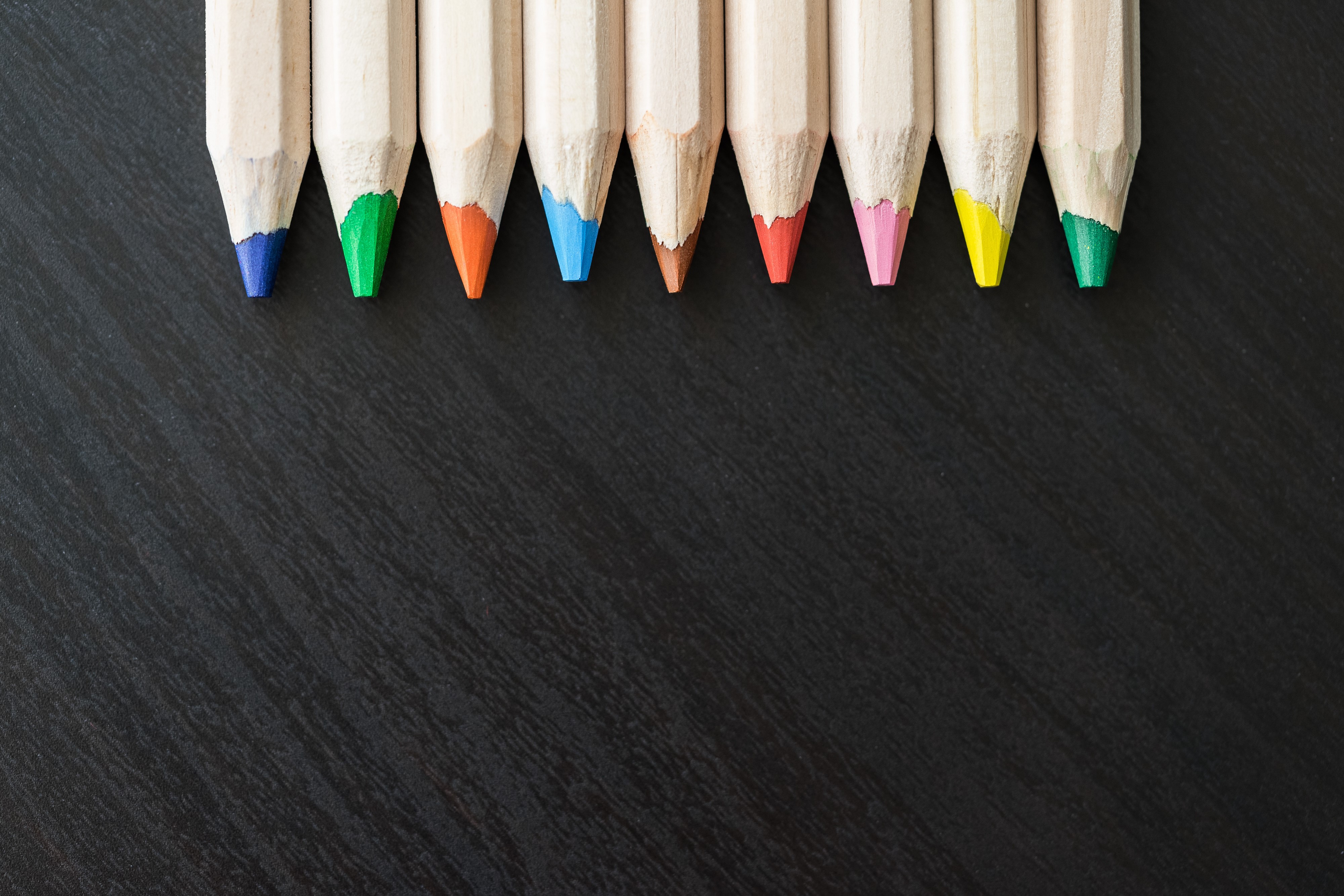 Multicolor Pencils on Black Background HD Wallpaper