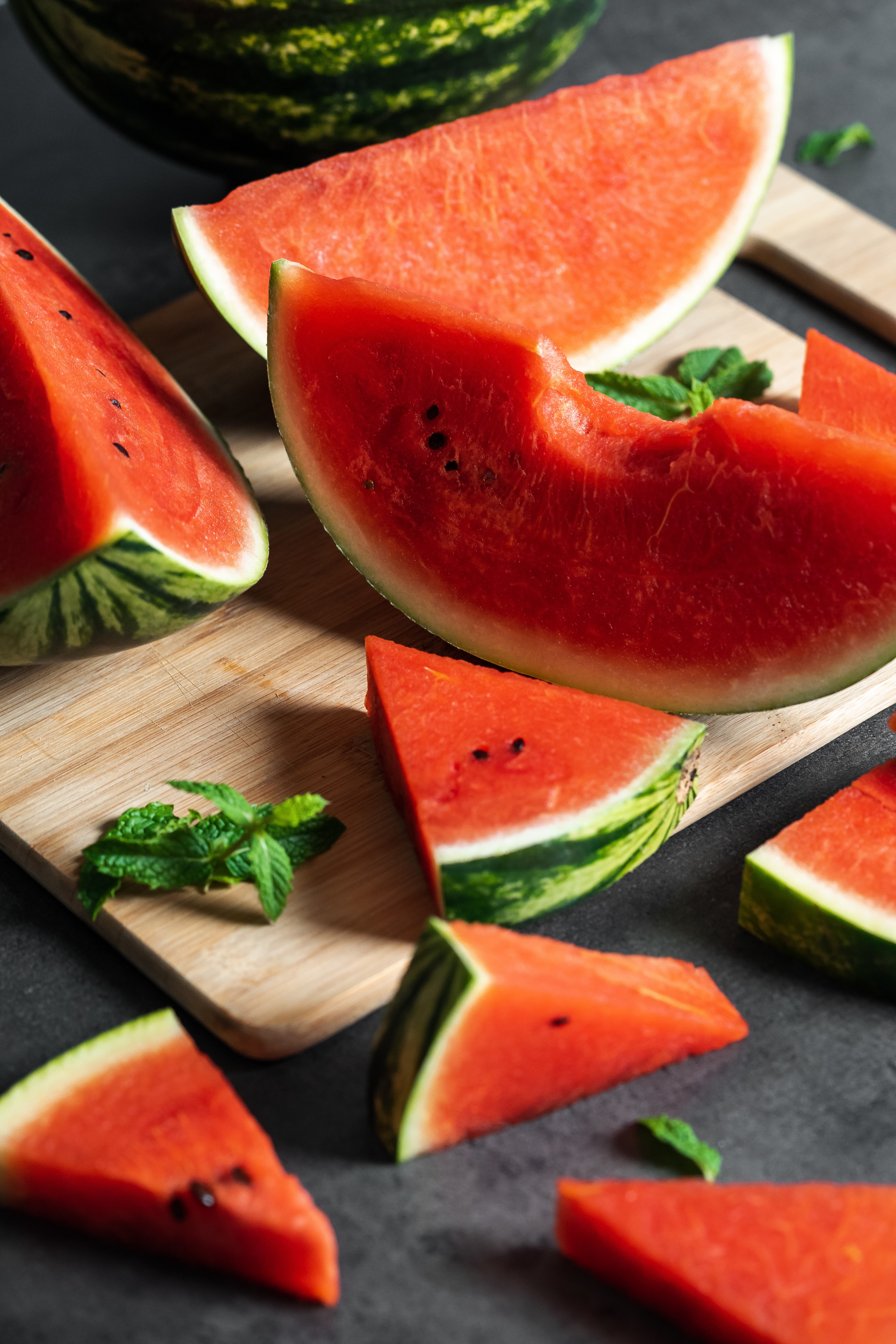 Watermelon slices on a cutting board HD Phone Wallpaper