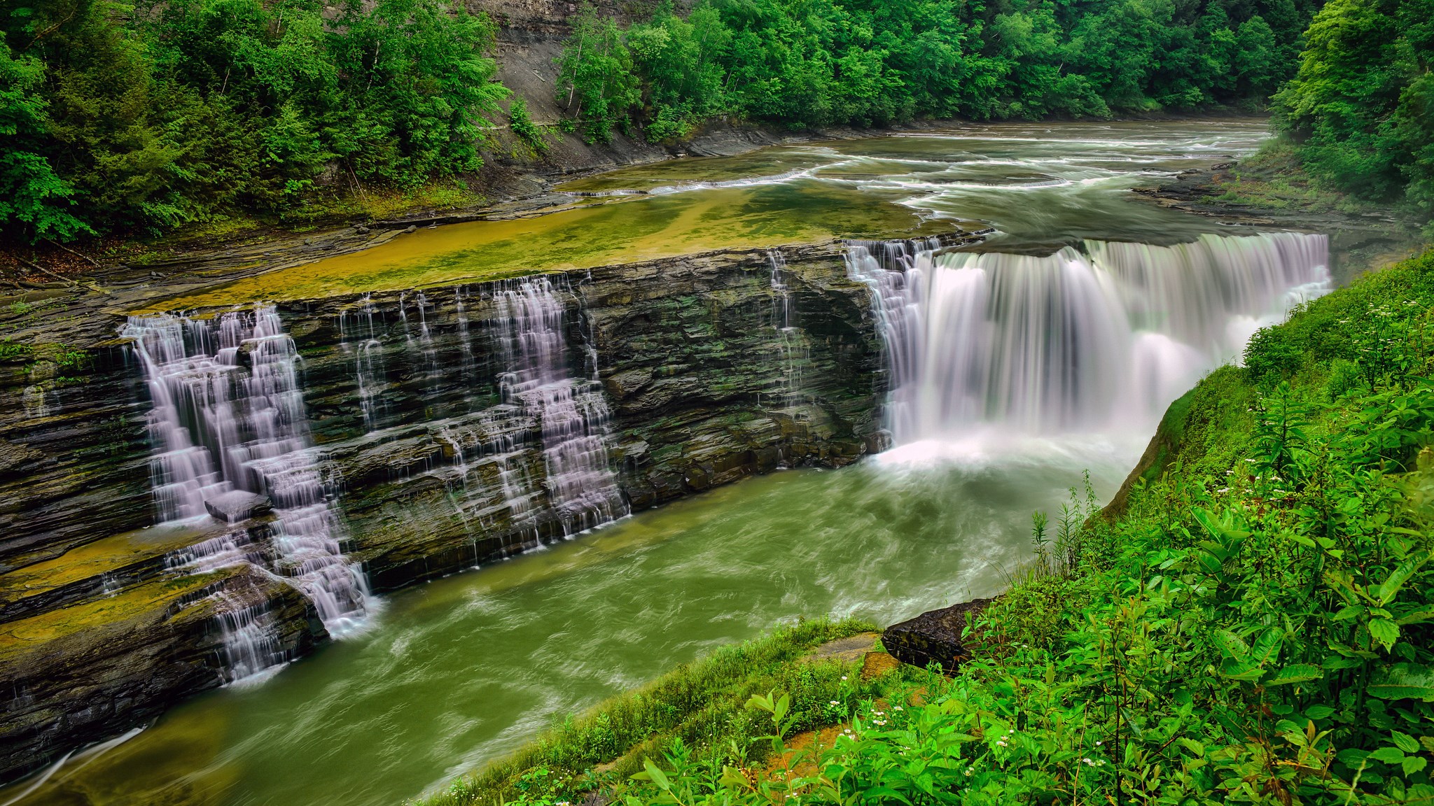 Letchworth State Park Waterfalls HD Wallpaper