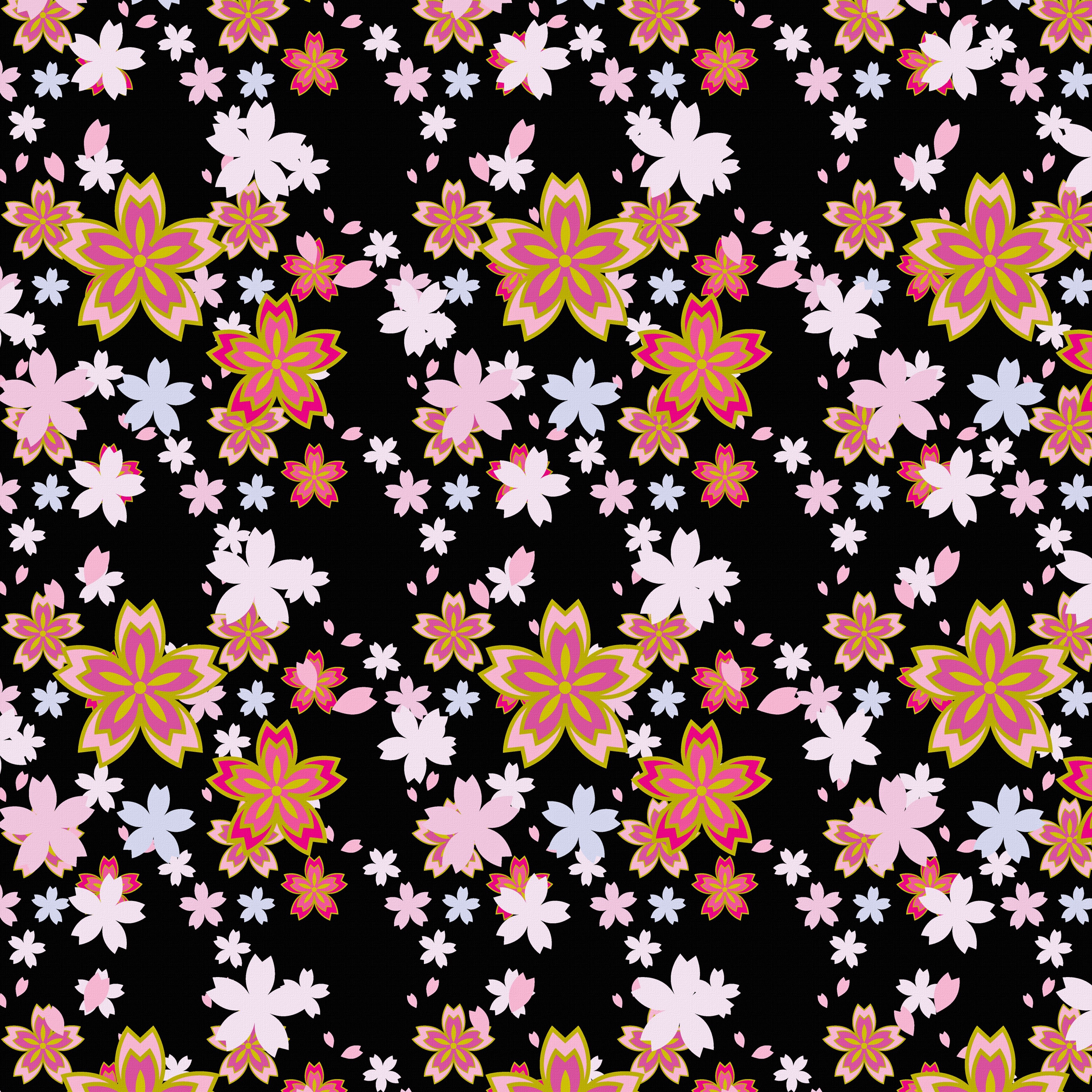 Cherry blossoms pattern on black background HD Wallpaper