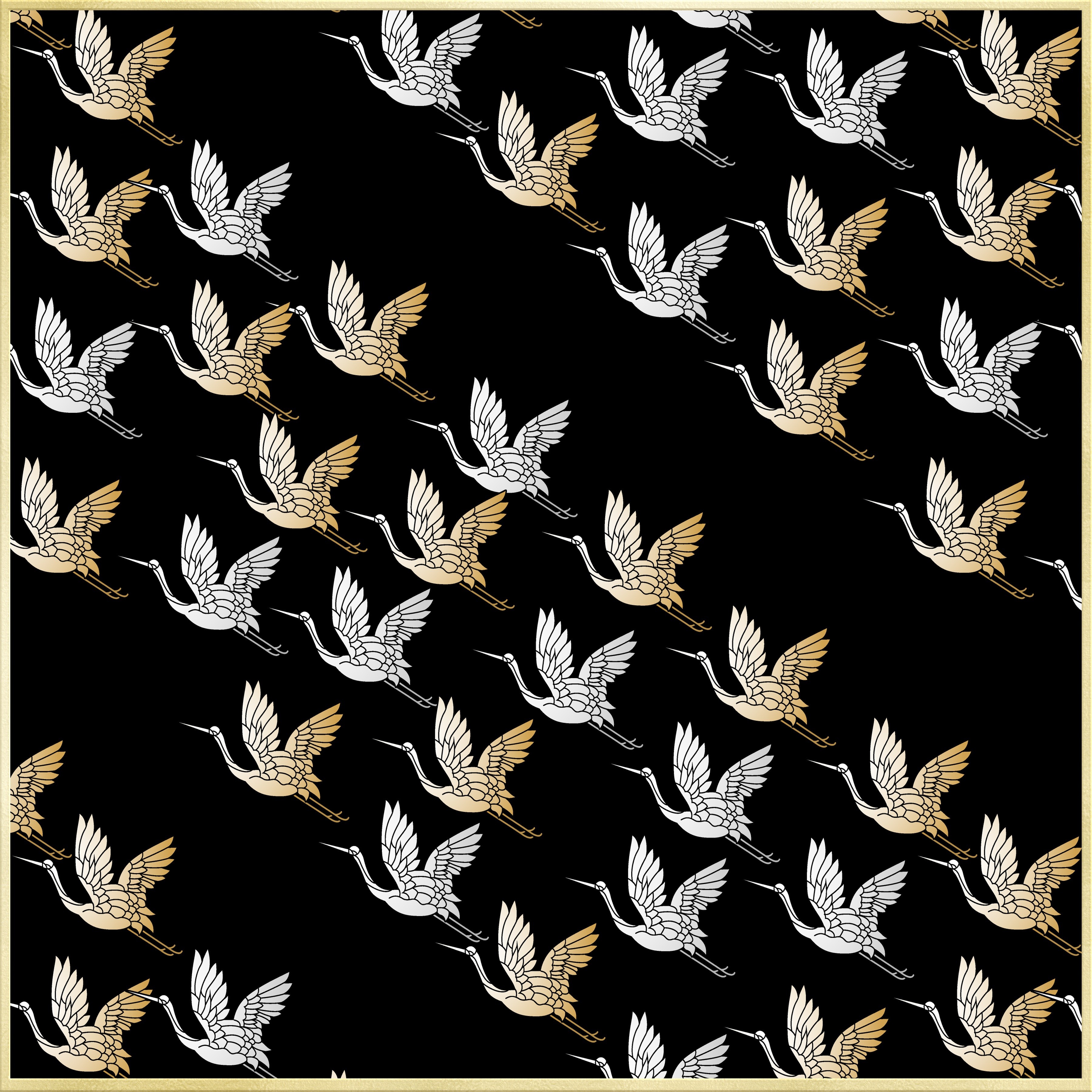 Japanese style cranes flying on a black background HD Wallpaper