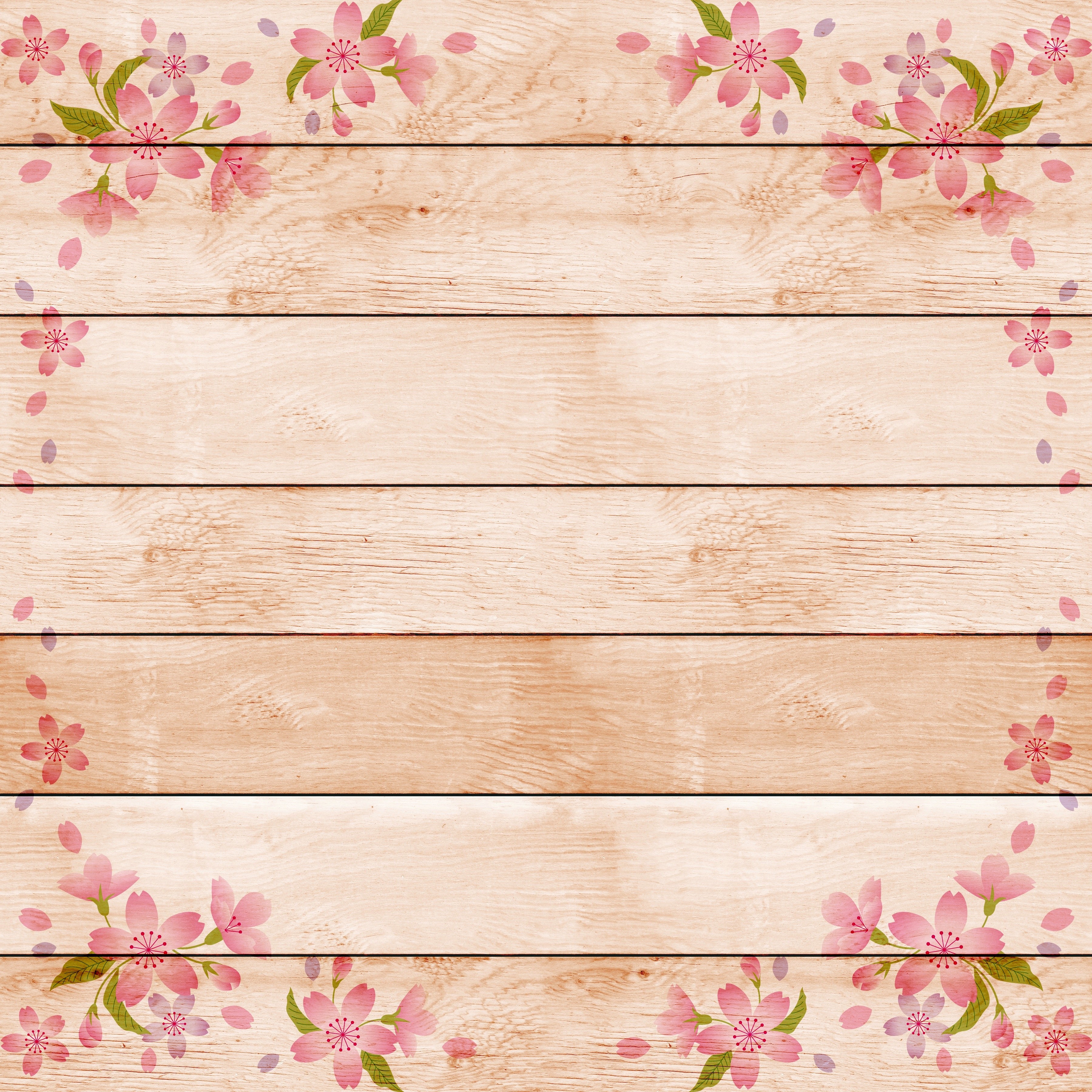 Cherry blossoms on wooden planks template HD Wallpaper