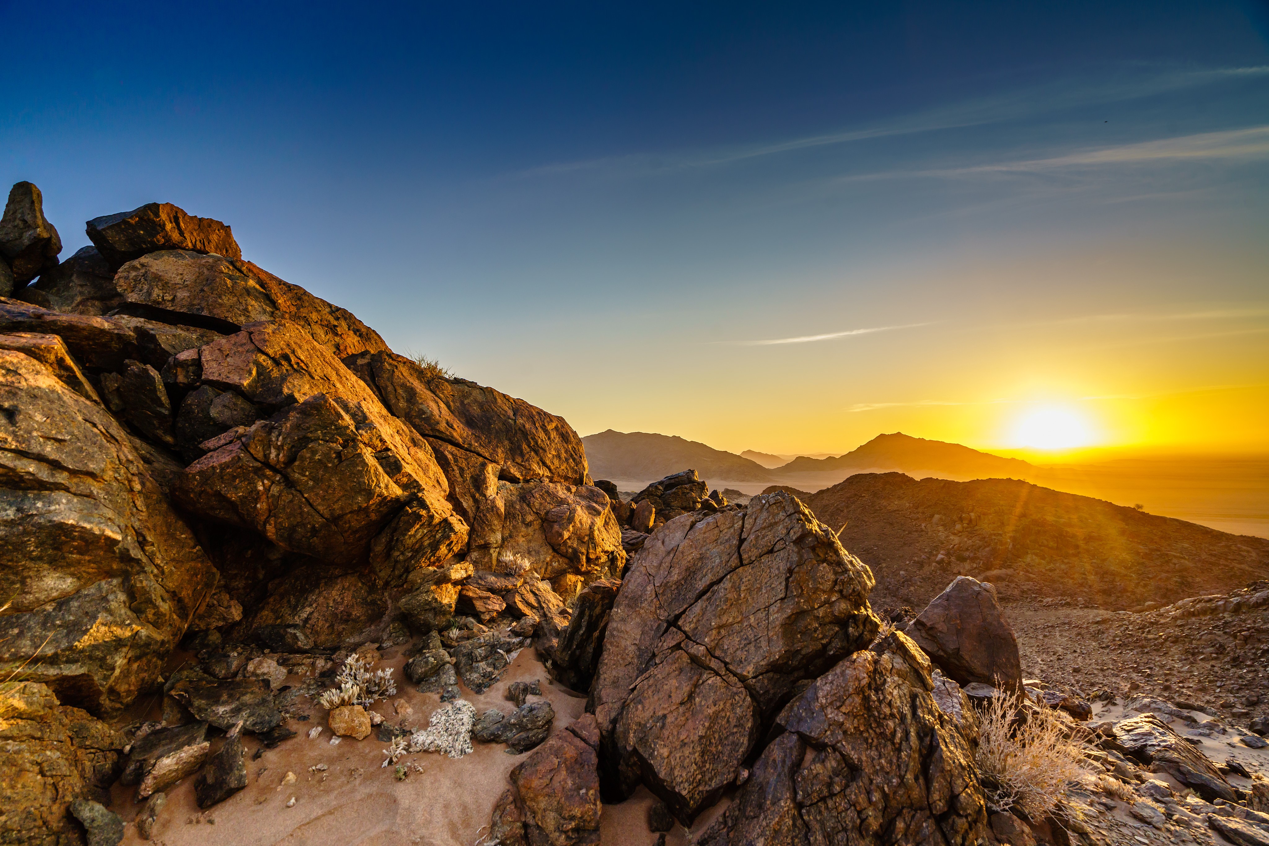 4K Namib-Naukluft National Park Namibia Stones Sunrise HD Wallpaper