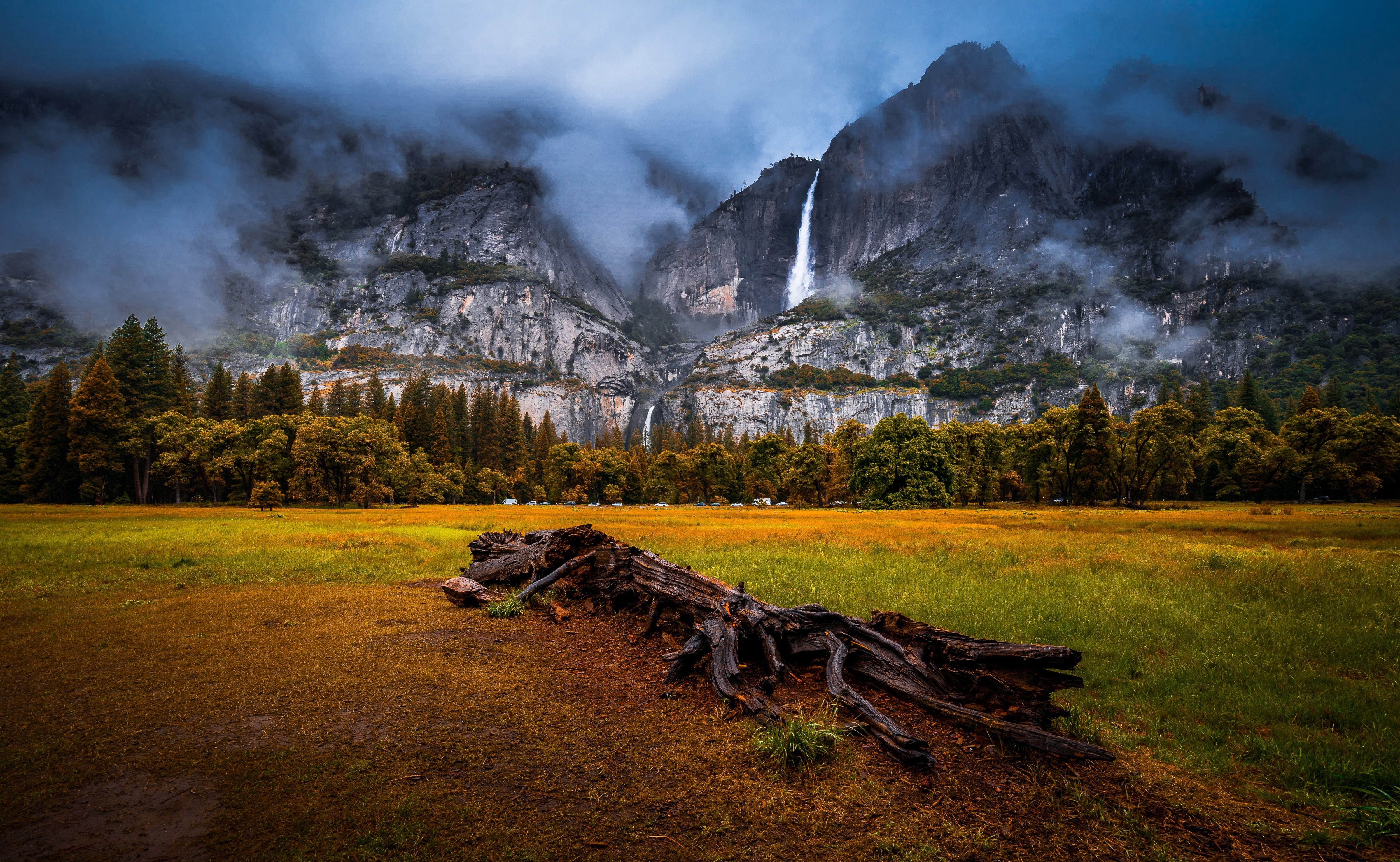 Yosemite National Park California Mountains Waterfall Scenery HD Wallpaper