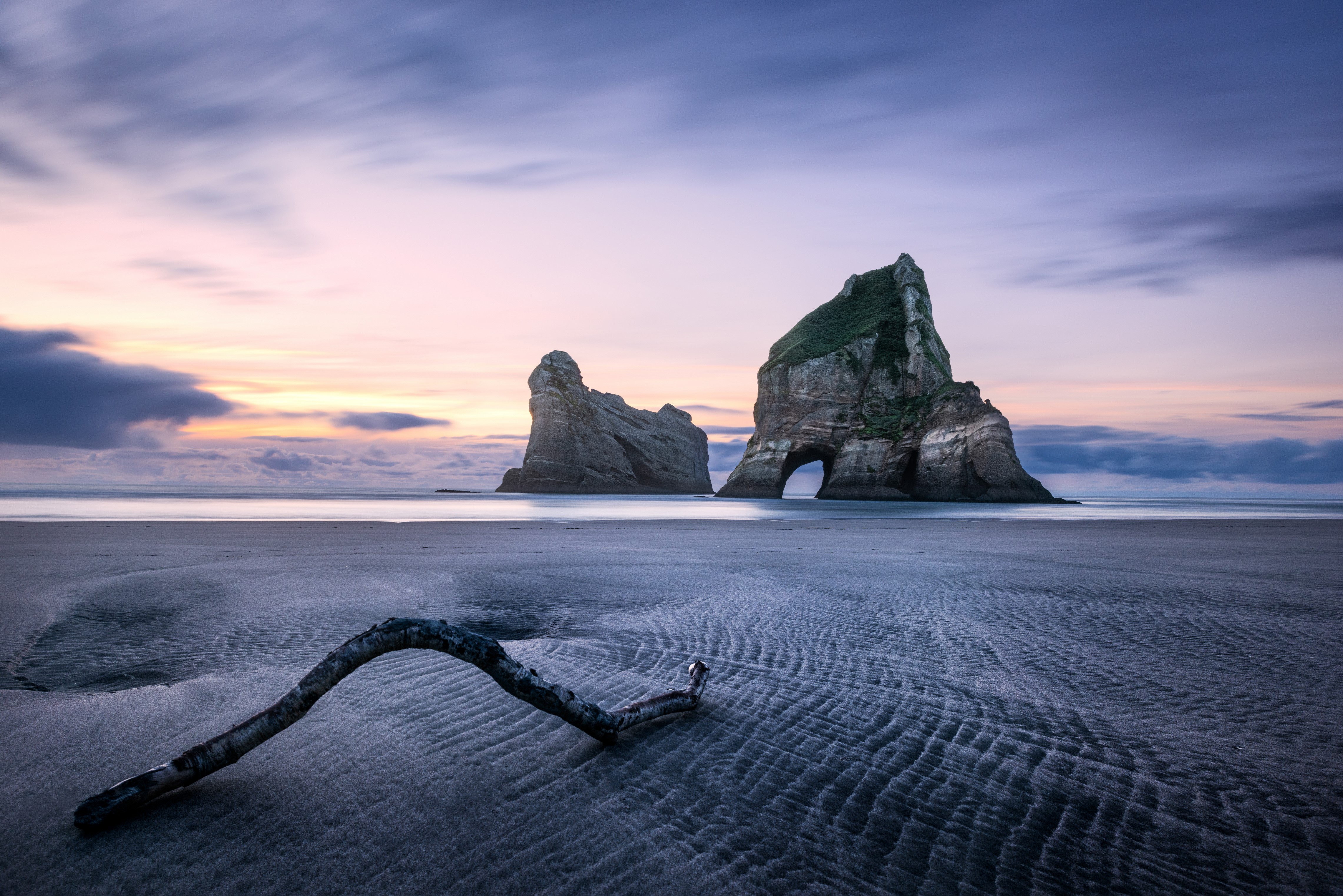 4K Wharariki Beach New Zealand Coast Sunset HD Wallpaper