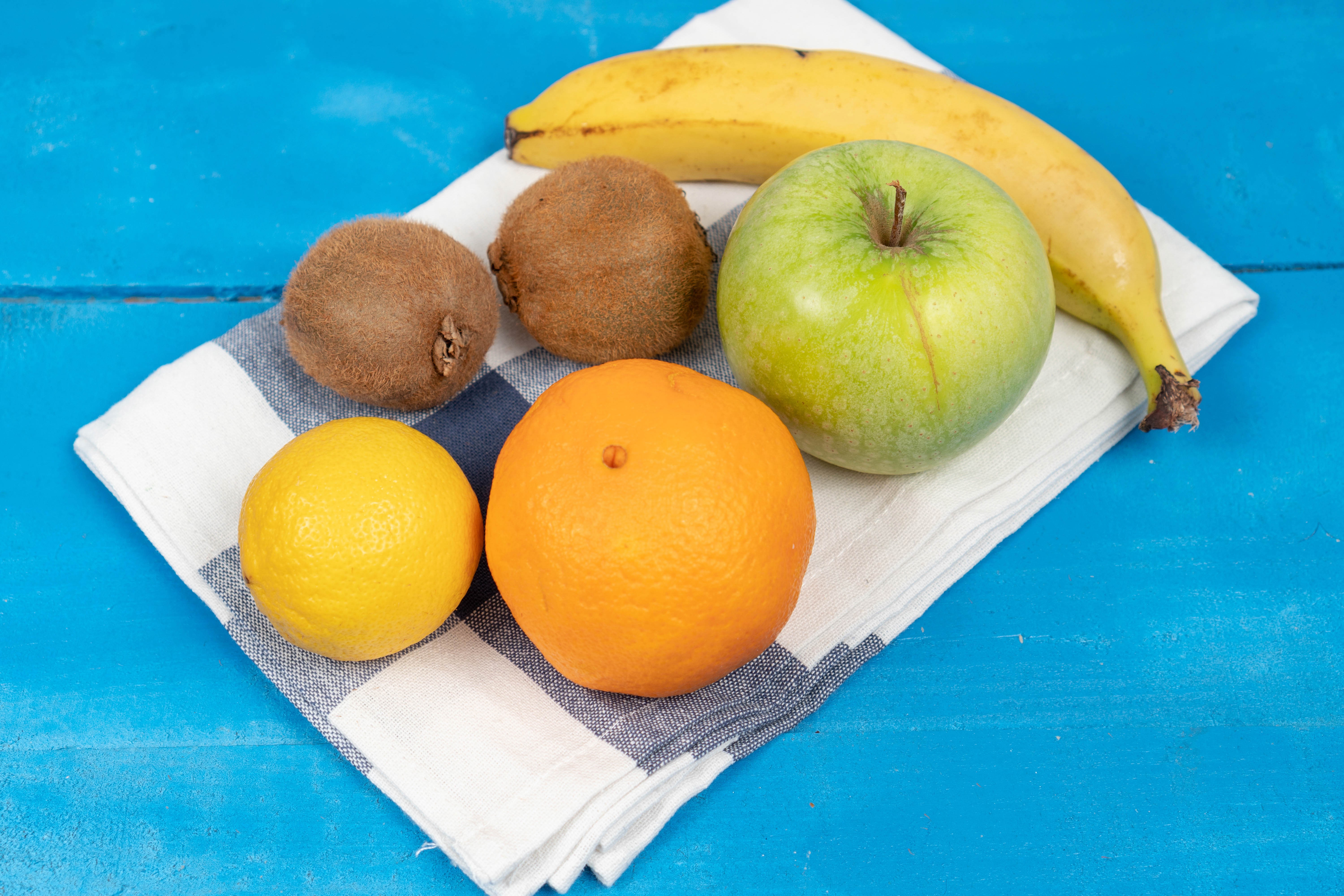 Assorted Fruits on a Blue Wooden Table HD Wallpaper