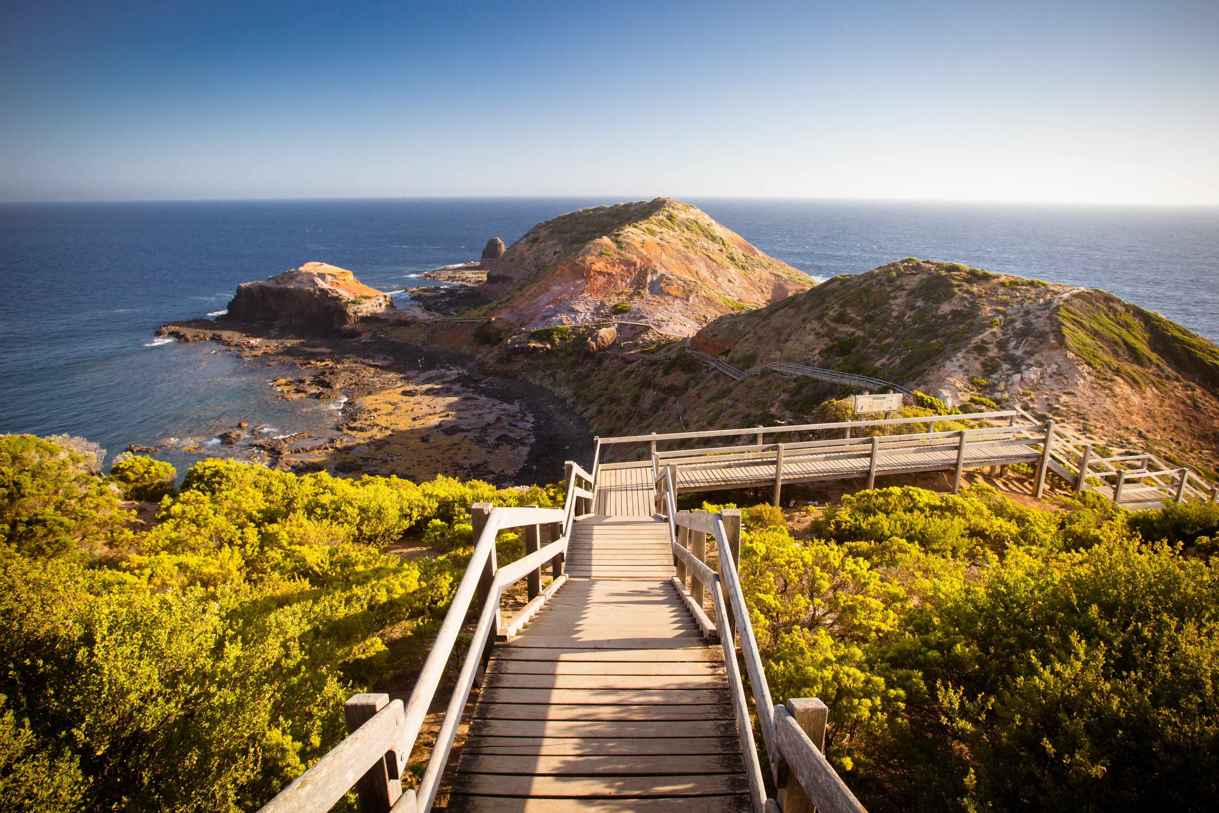 Cape Schanck Boardwalk Australia Coast Stairs Hill HD Wallpaper