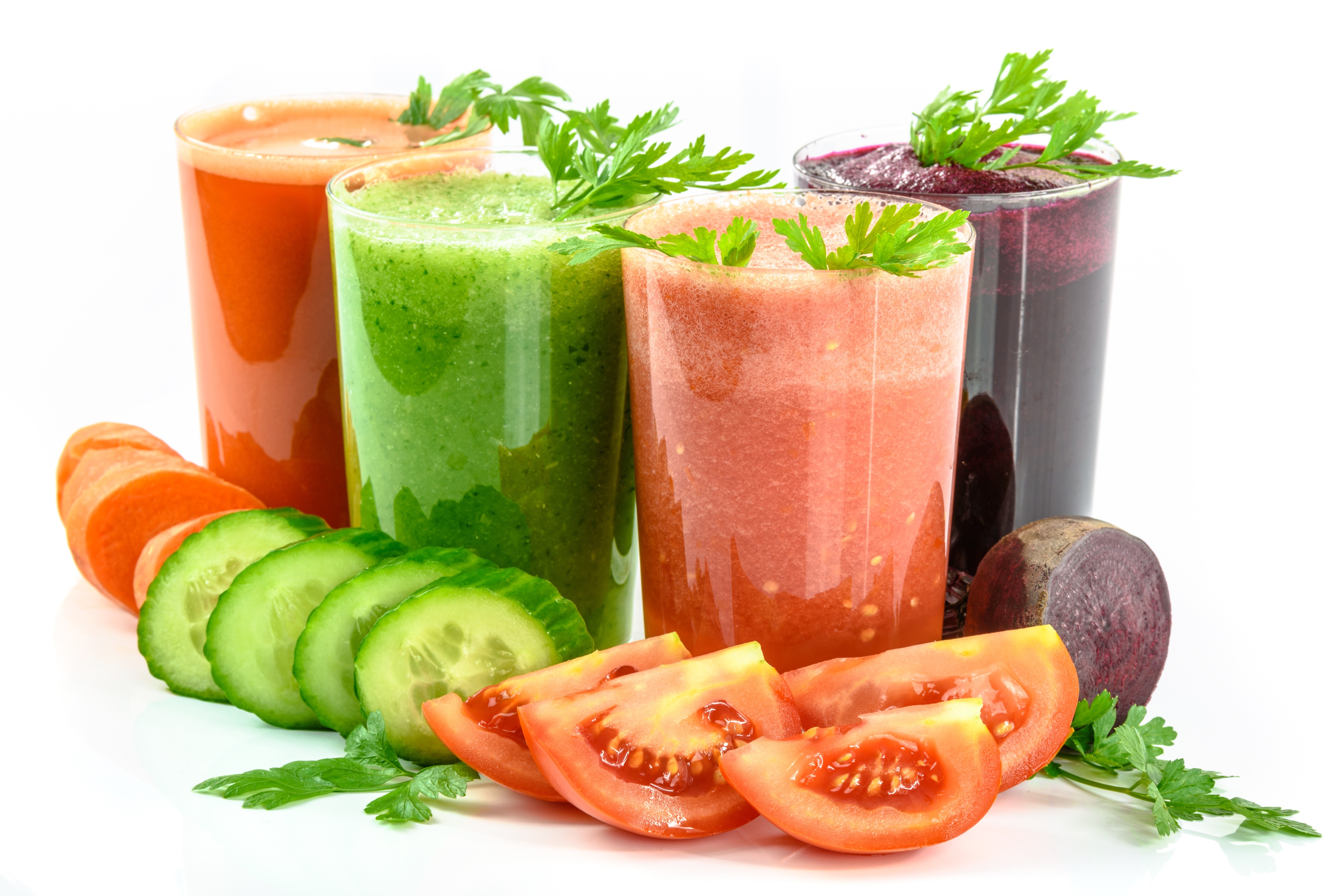 Assortment of Fresh Juices and Ingredients HD Wallpaper