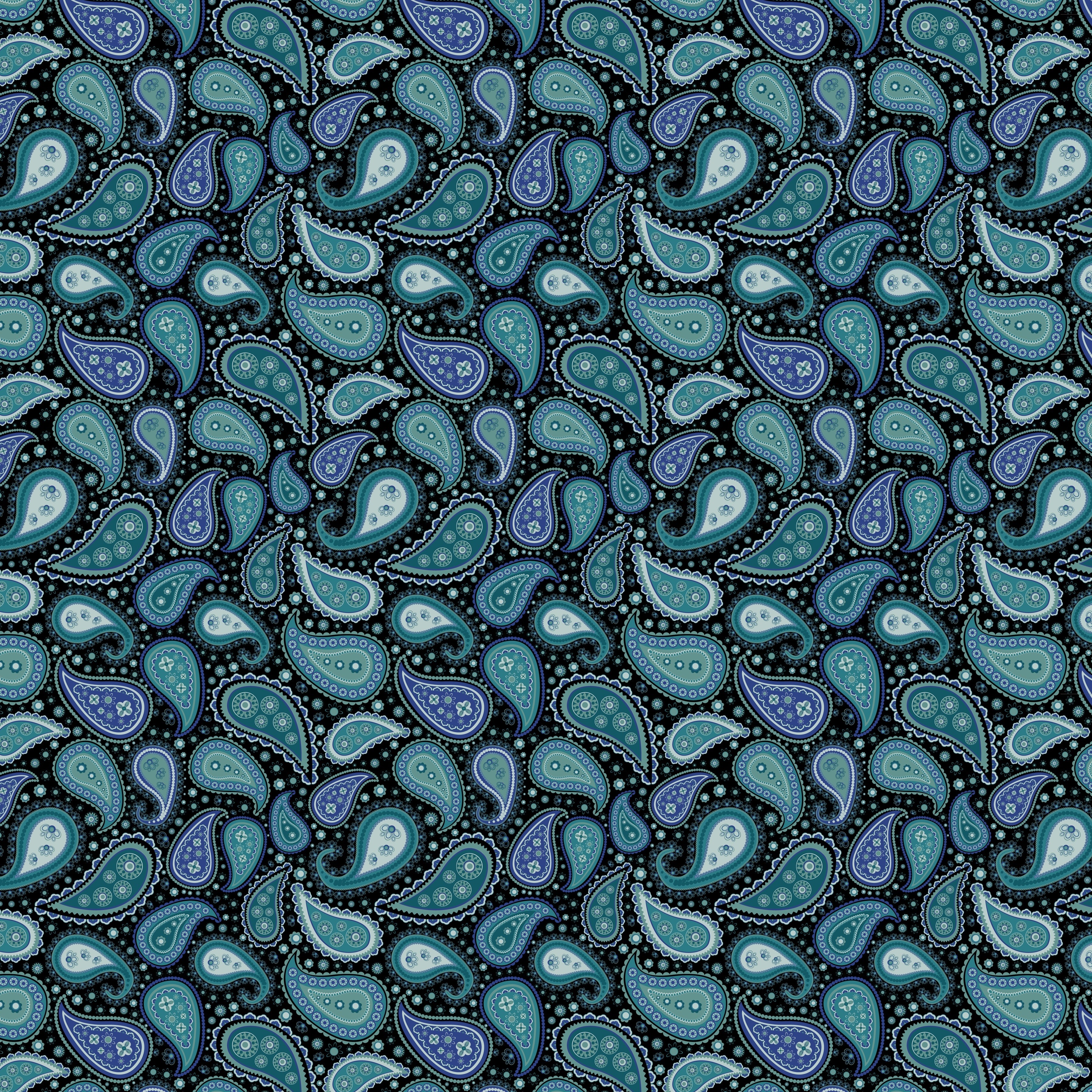 Paisley pattern with blue and teal colors HD Wallpaper