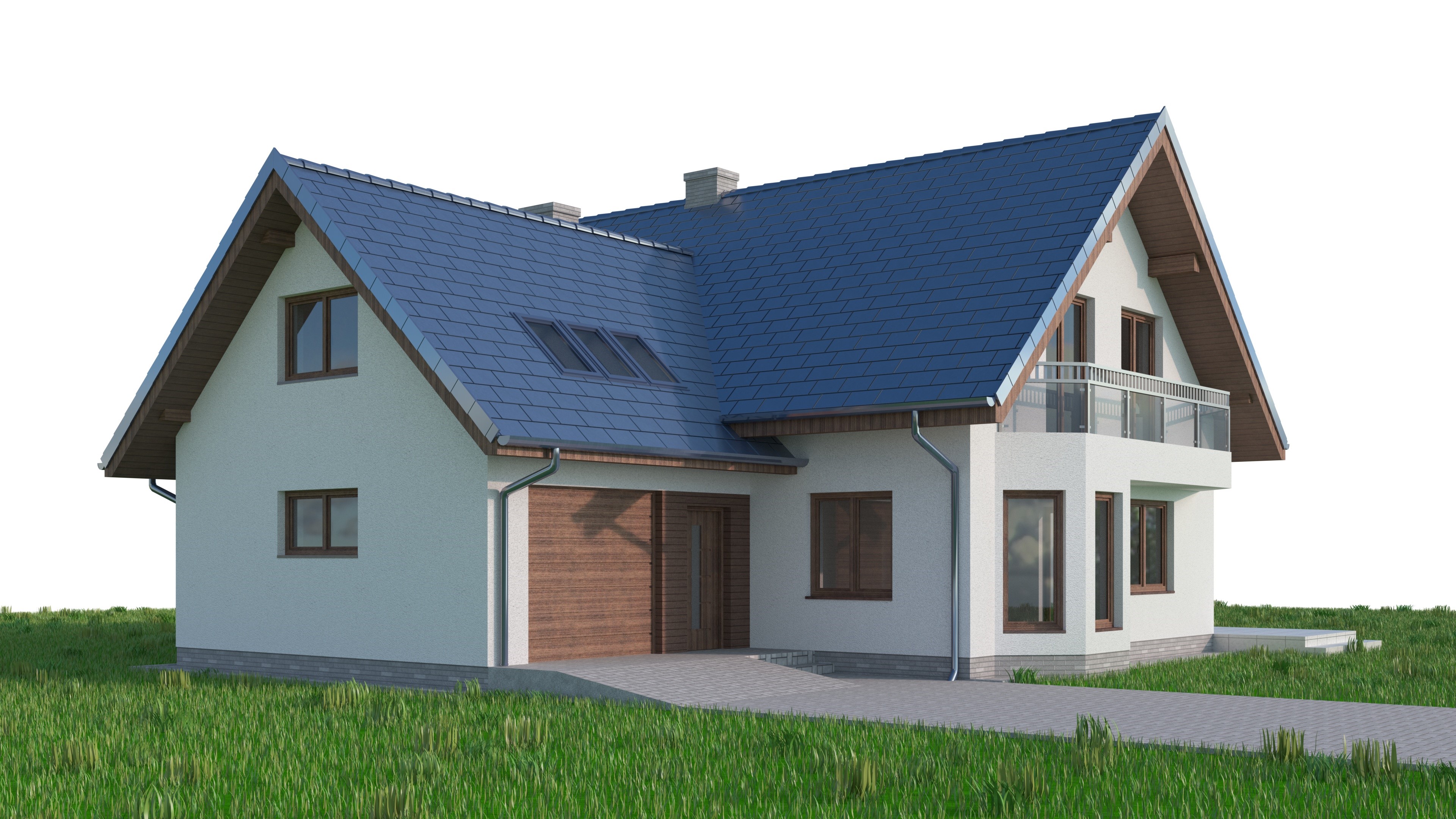 Modern house with garage and balcony HD Wallpaper