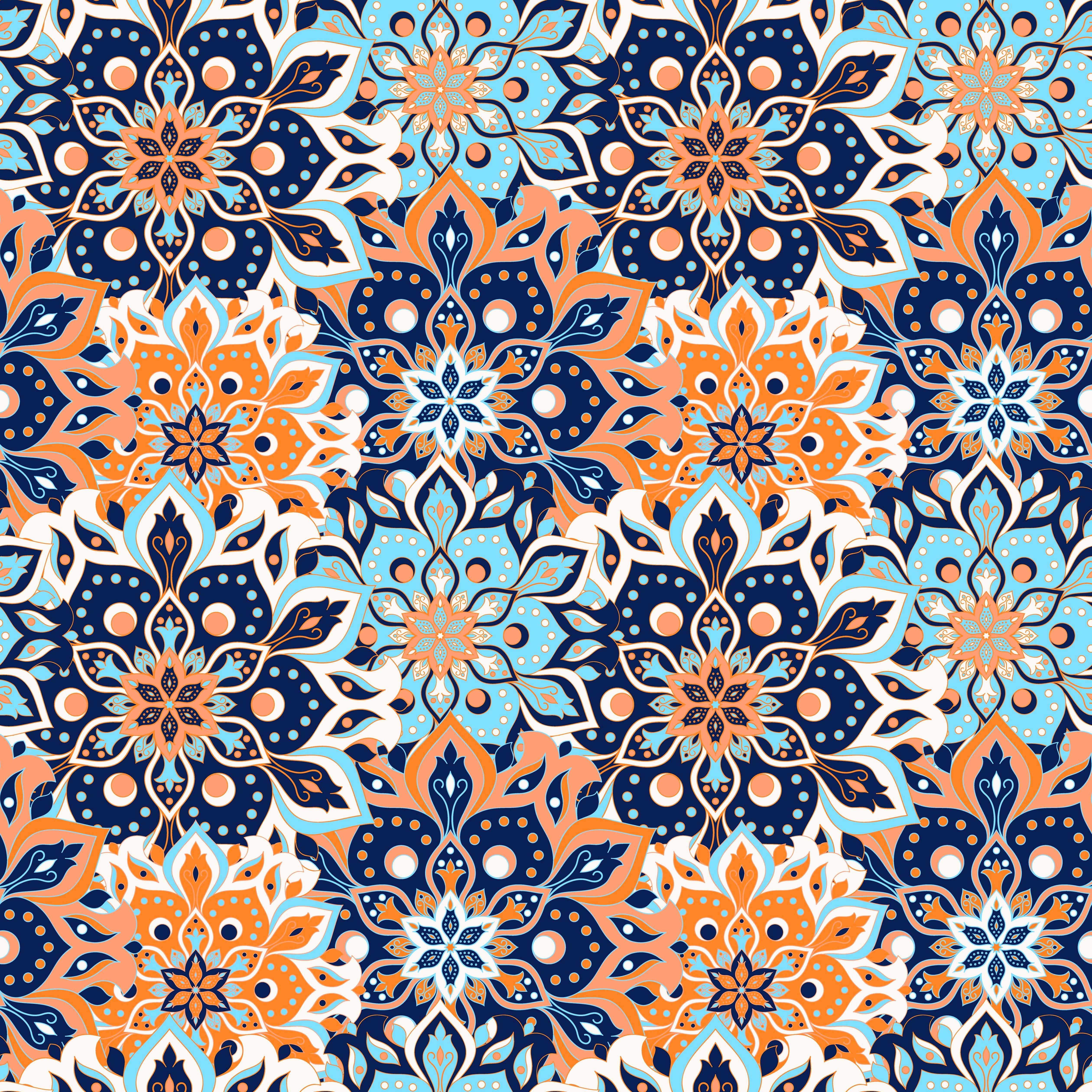 Mandala pattern with floral tracery HD Wallpaper