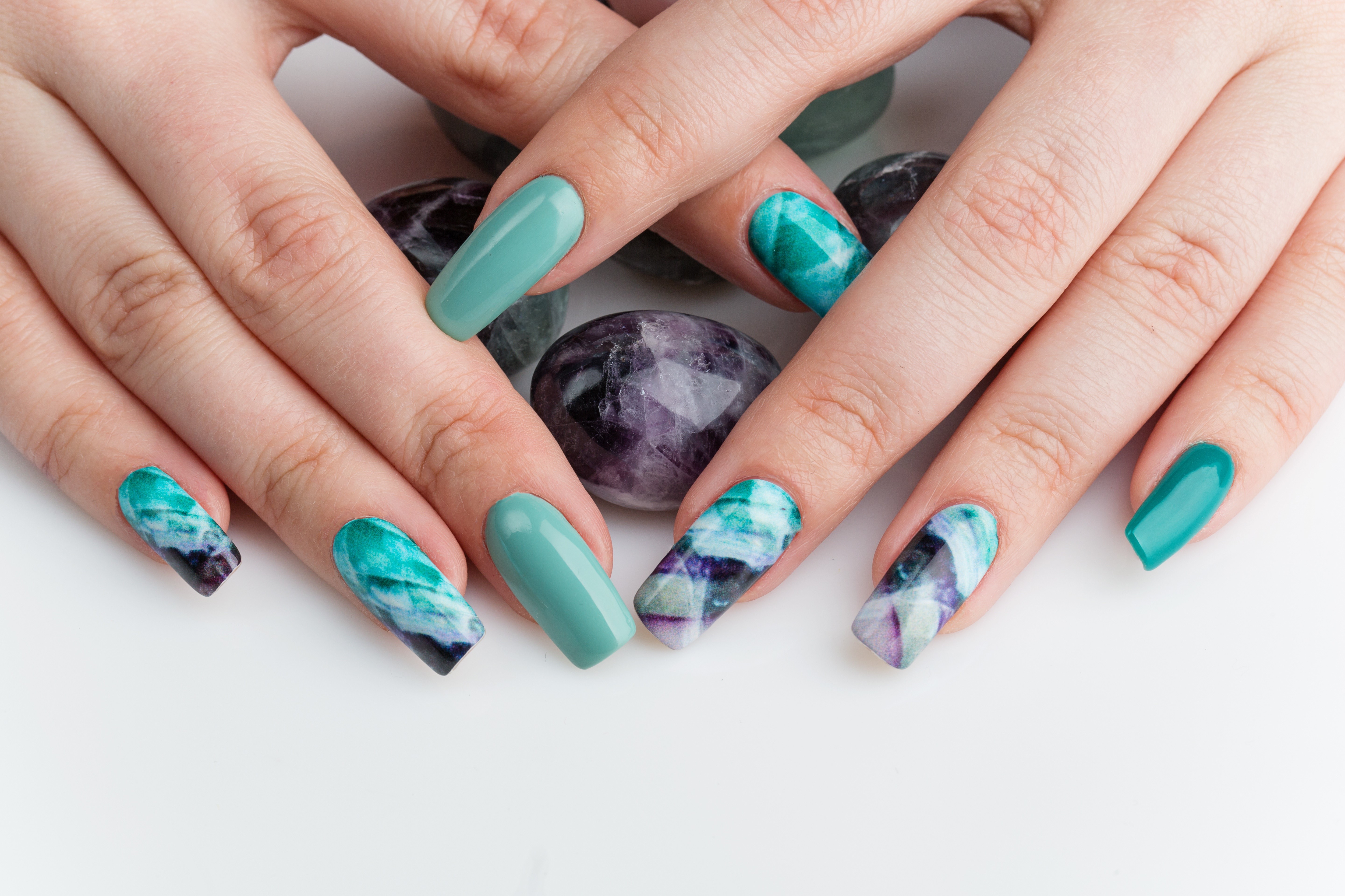 Manicure with stones and fingers HD Wallpaper