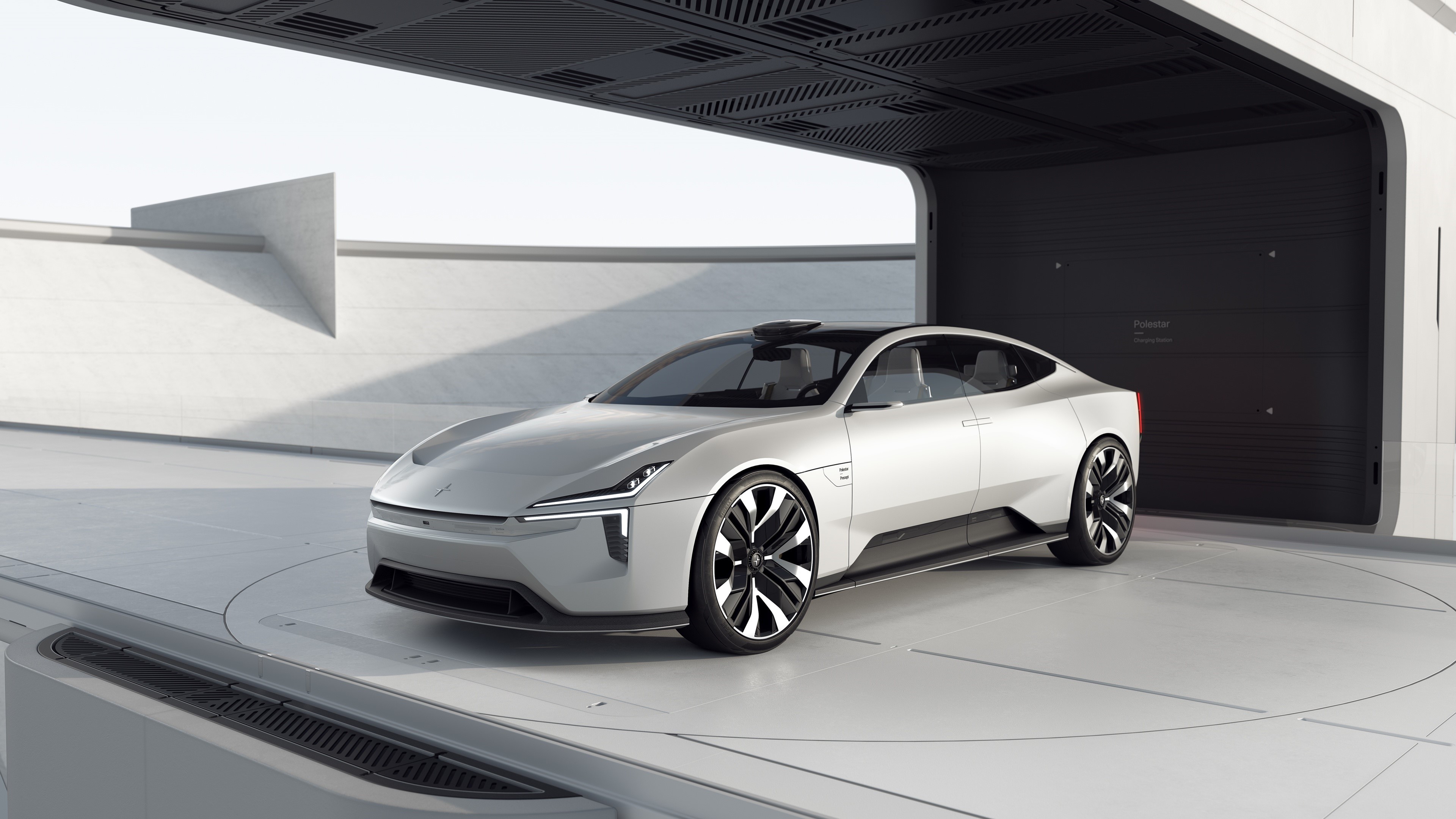 4K Polestar Precept concept car in metallic white HD Wallpaper