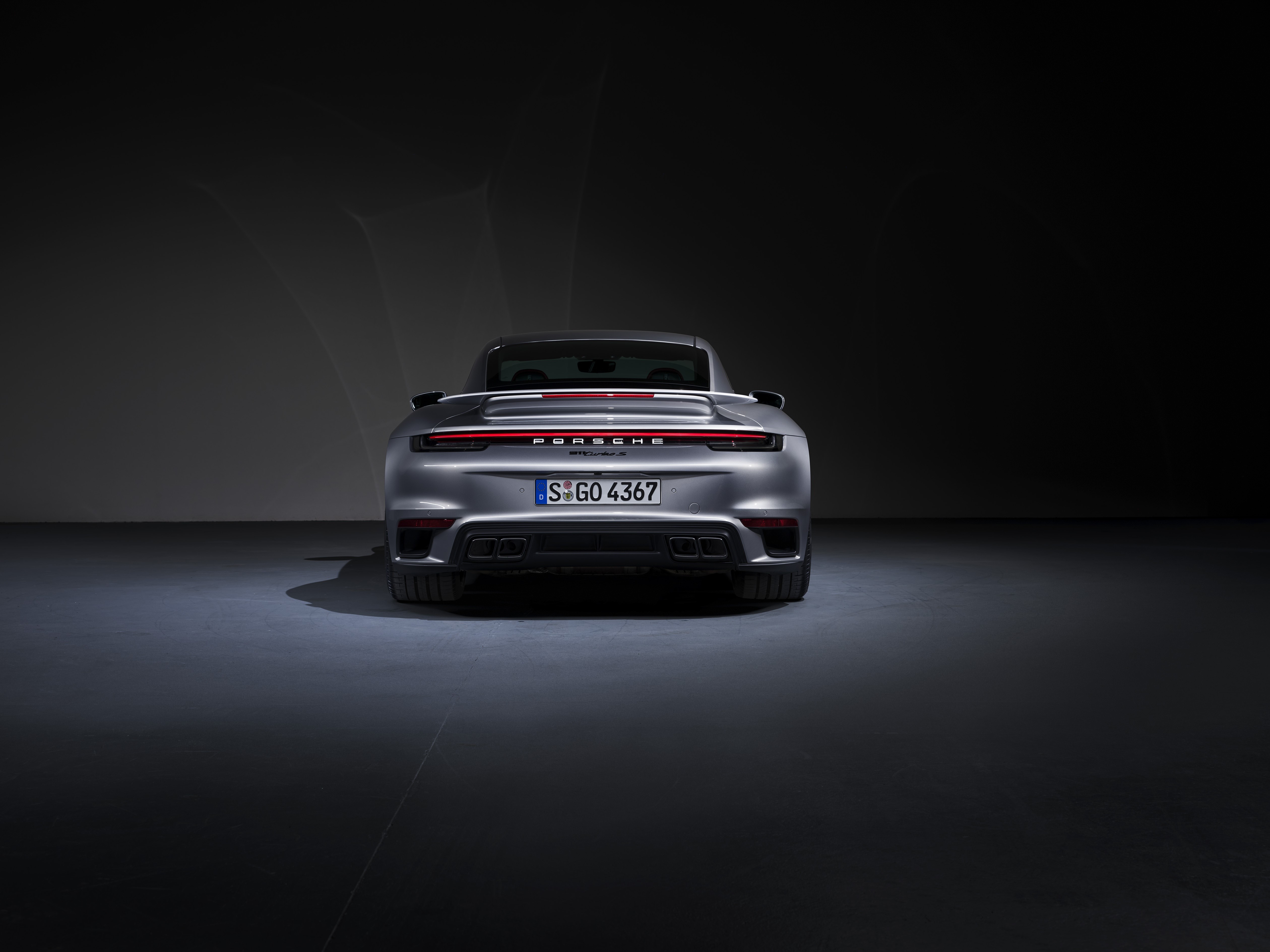 Porsche 911 Turbo S 2020 992 back view HD Wallpaper