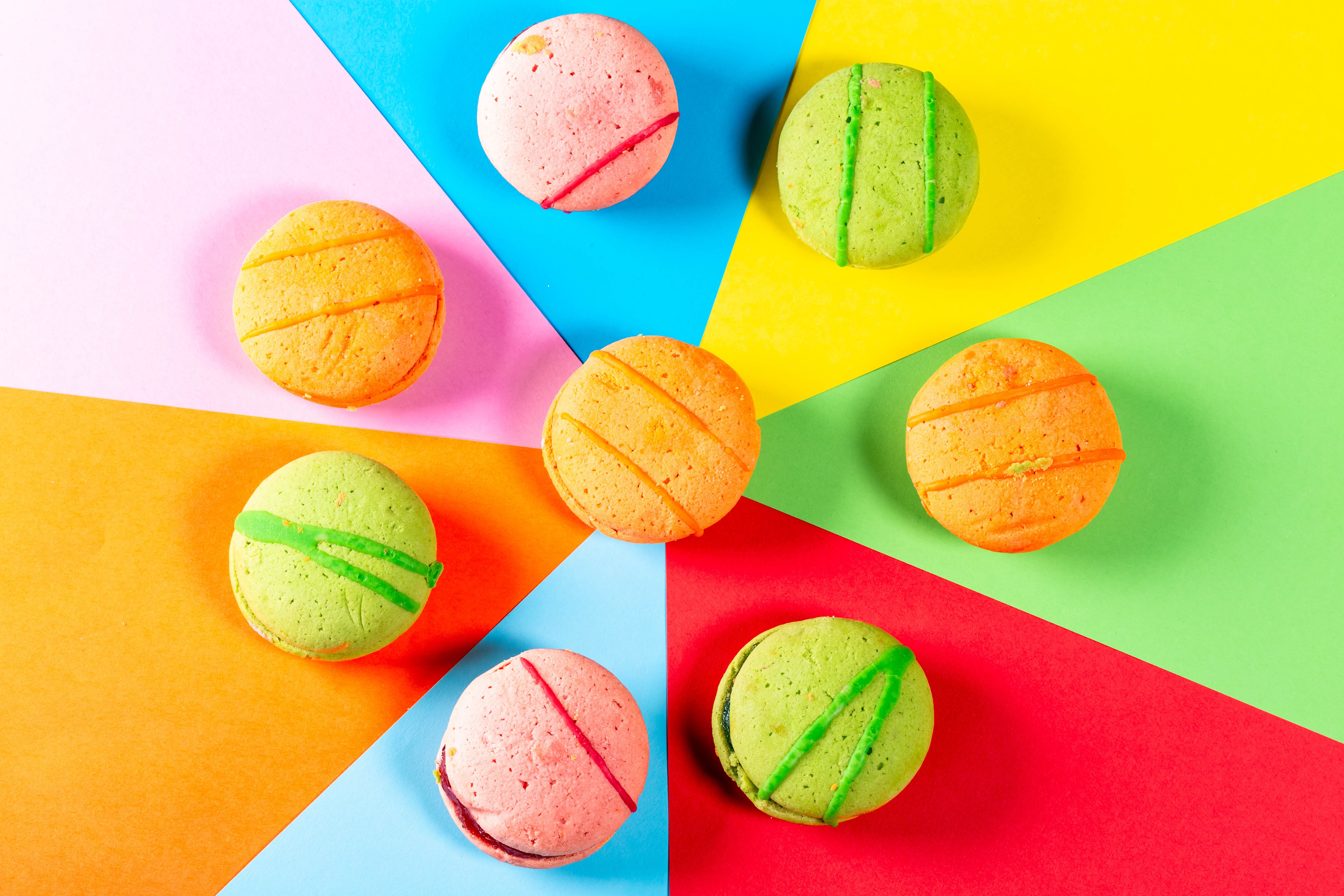 Multicolor Macarons on a Colorful Background HD Wallpaper