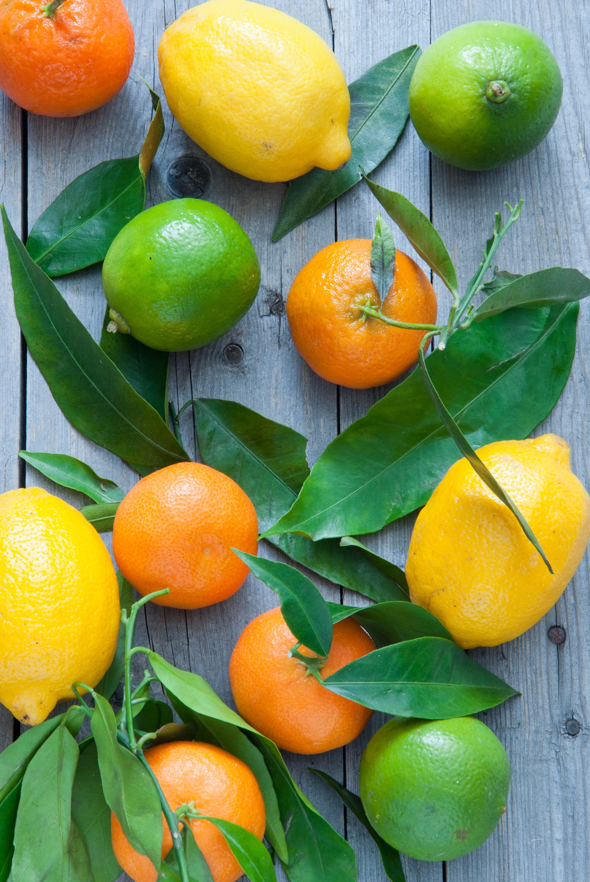 Lemons, Limes, and Mandarins on Wood Planks HD Phone Wallpaper