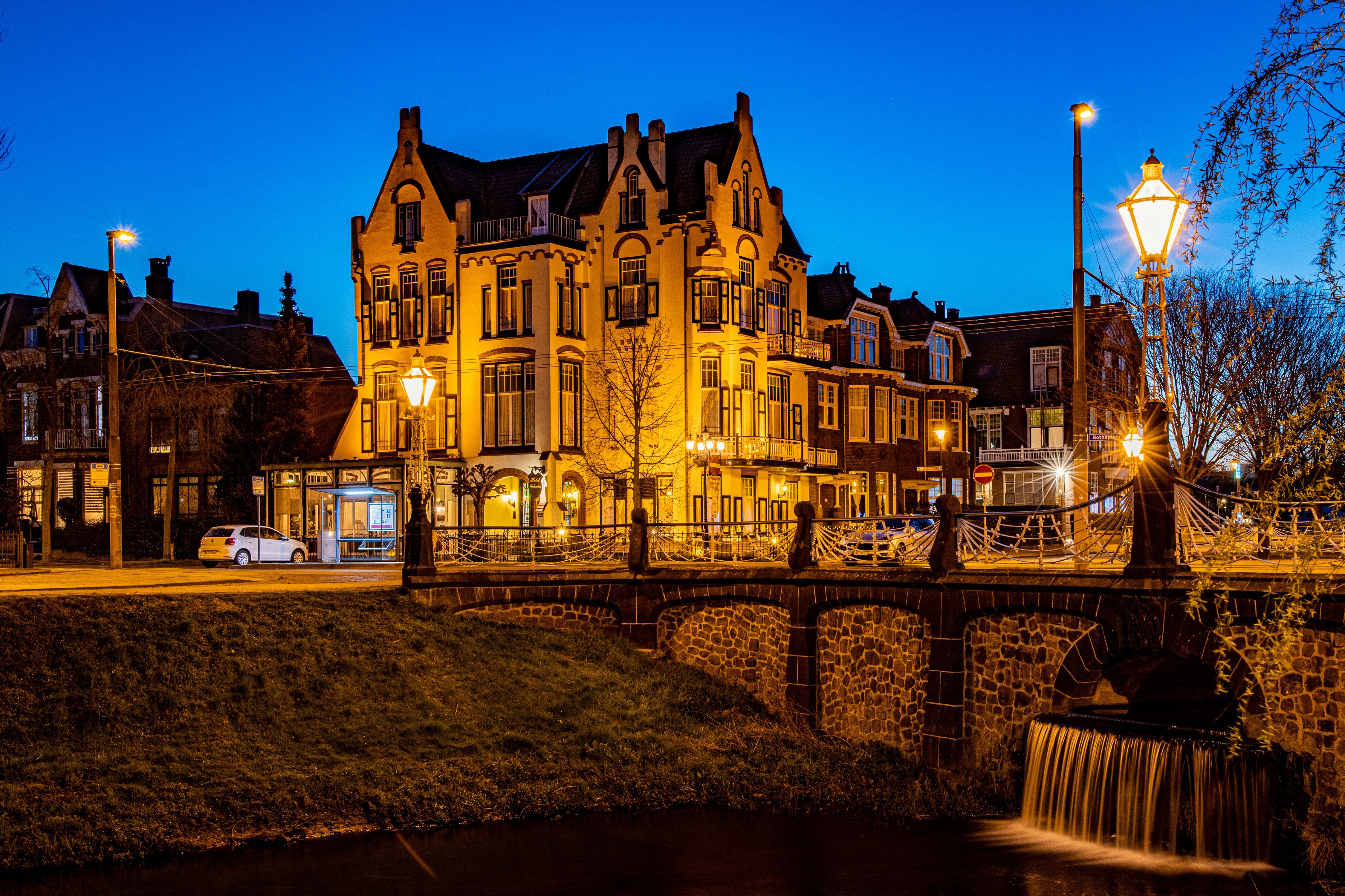 Arnhem, Netherlands at Dusk with Bridge and Buildings HD Wallpaper