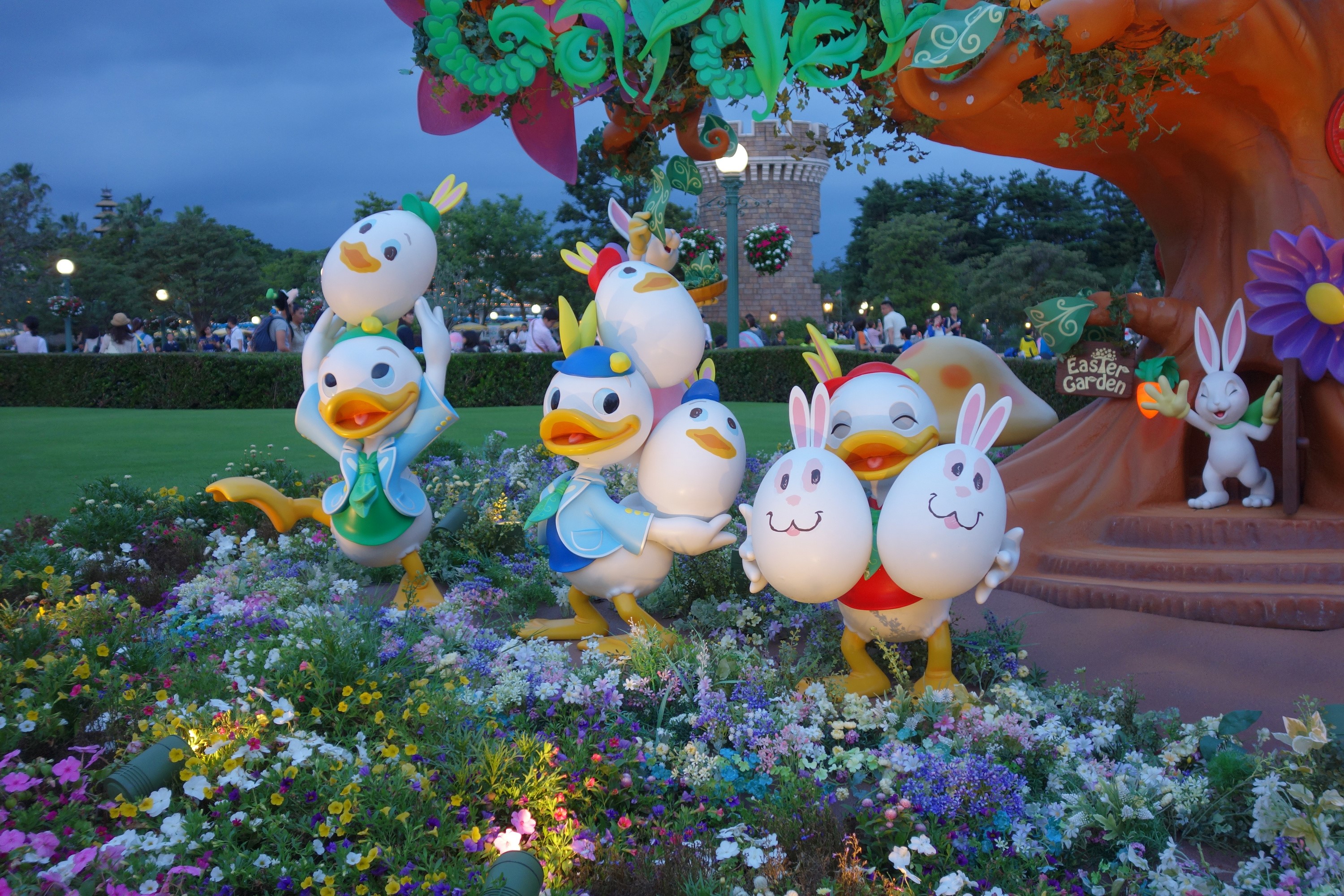 Disney Easter Garden Characters with Eggs HD Wallpaper
