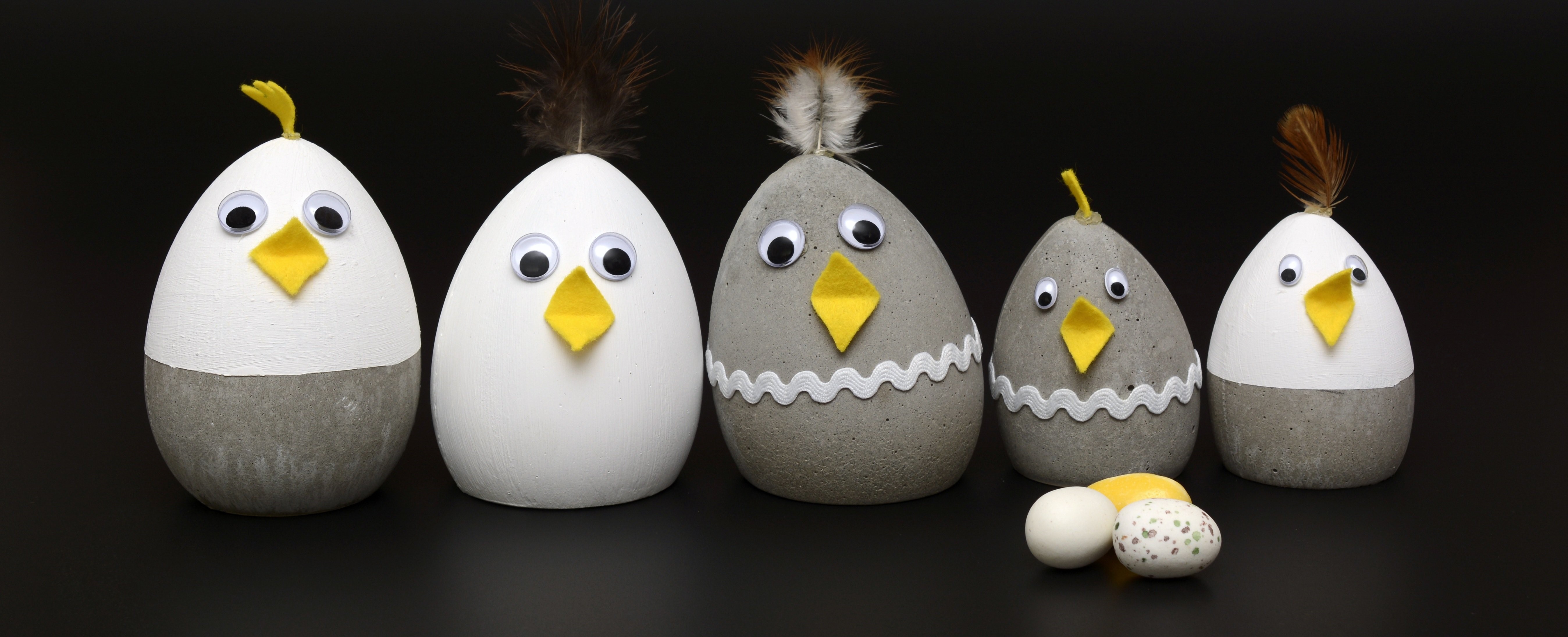 Easter chicks made from eggs and stones HD Wallpaper