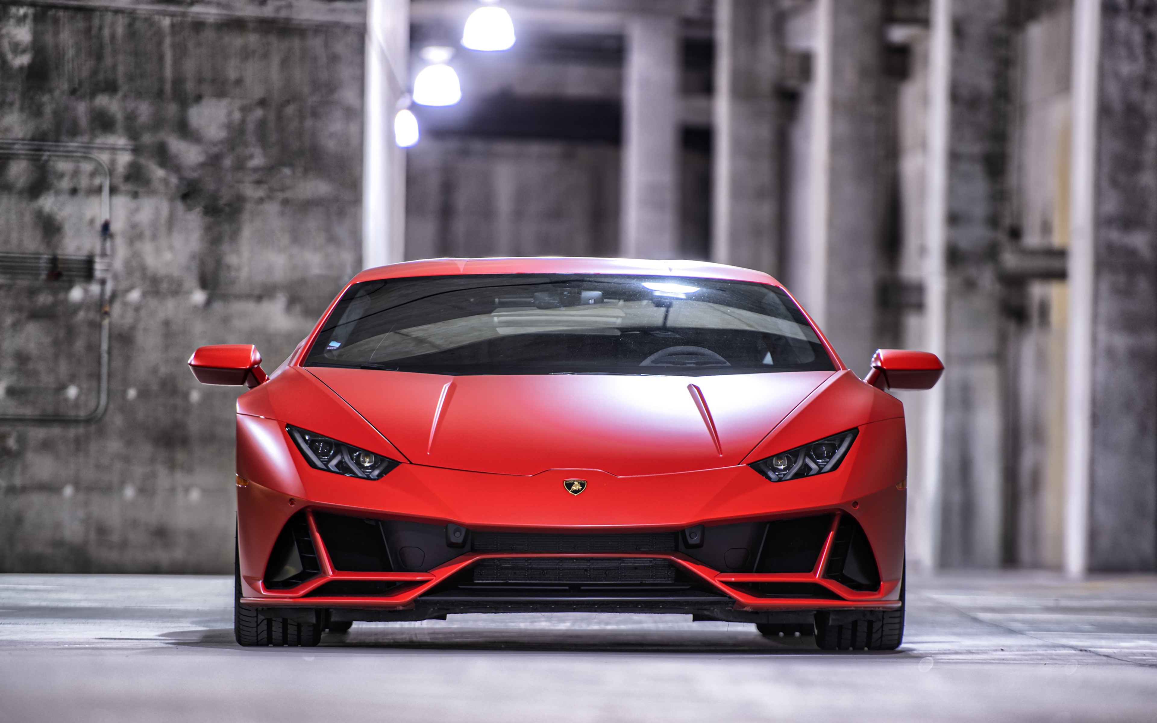 4K Red Lamborghini Huracan EVO Front View HD Wallpaper