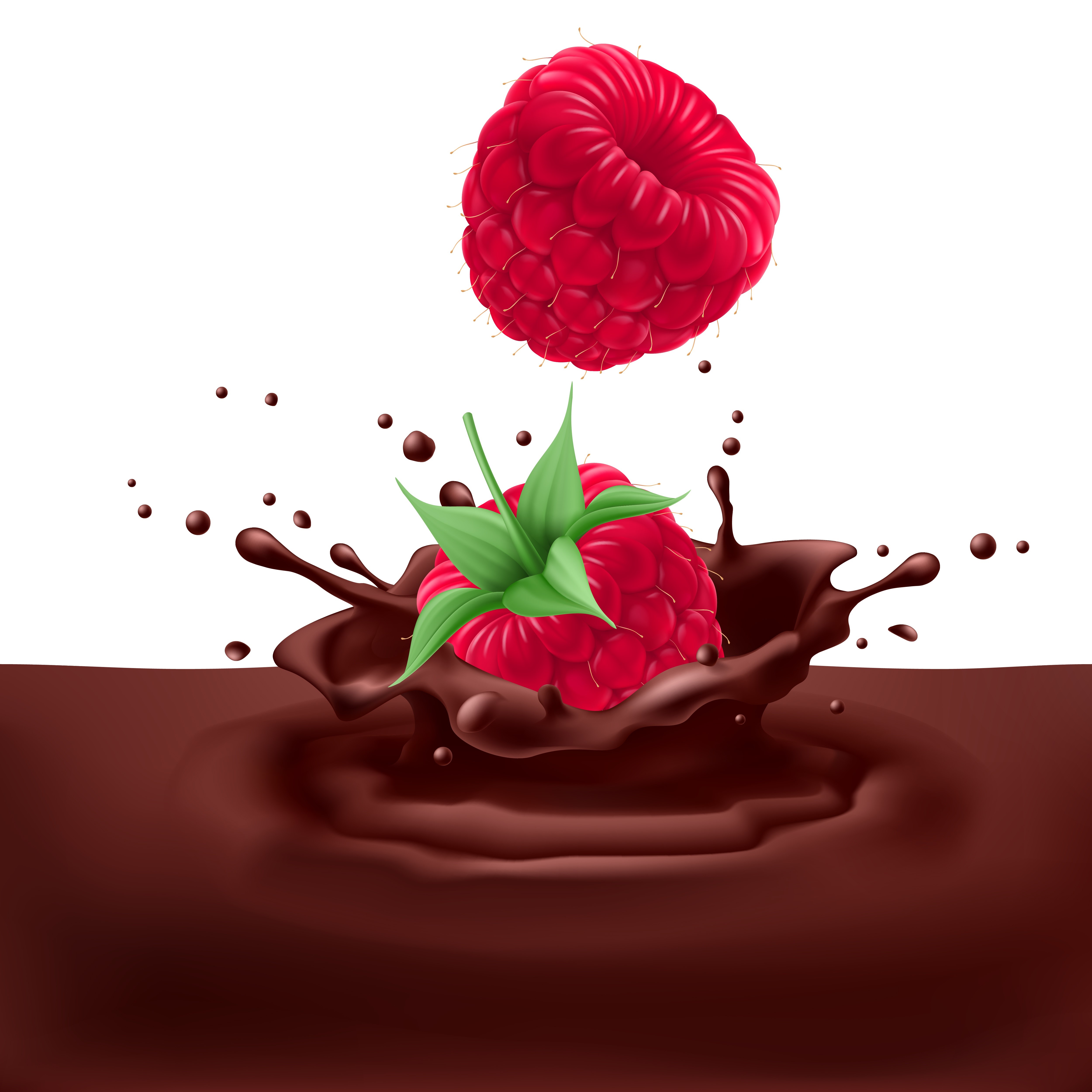 Raspberry splashing into chocolate HD Wallpaper
