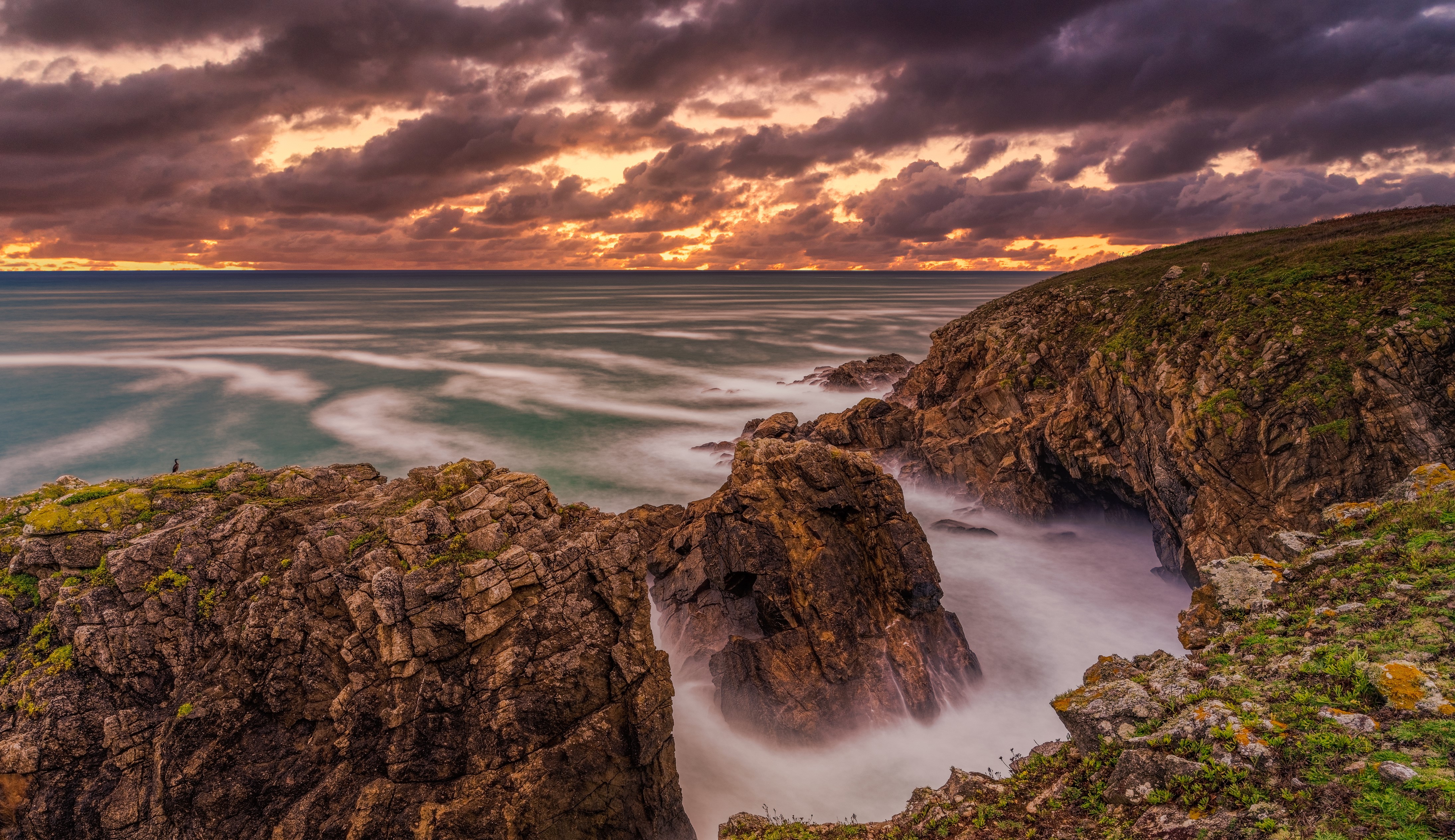 4K Brittany France Sea Coast Sunset HD Wallpaper