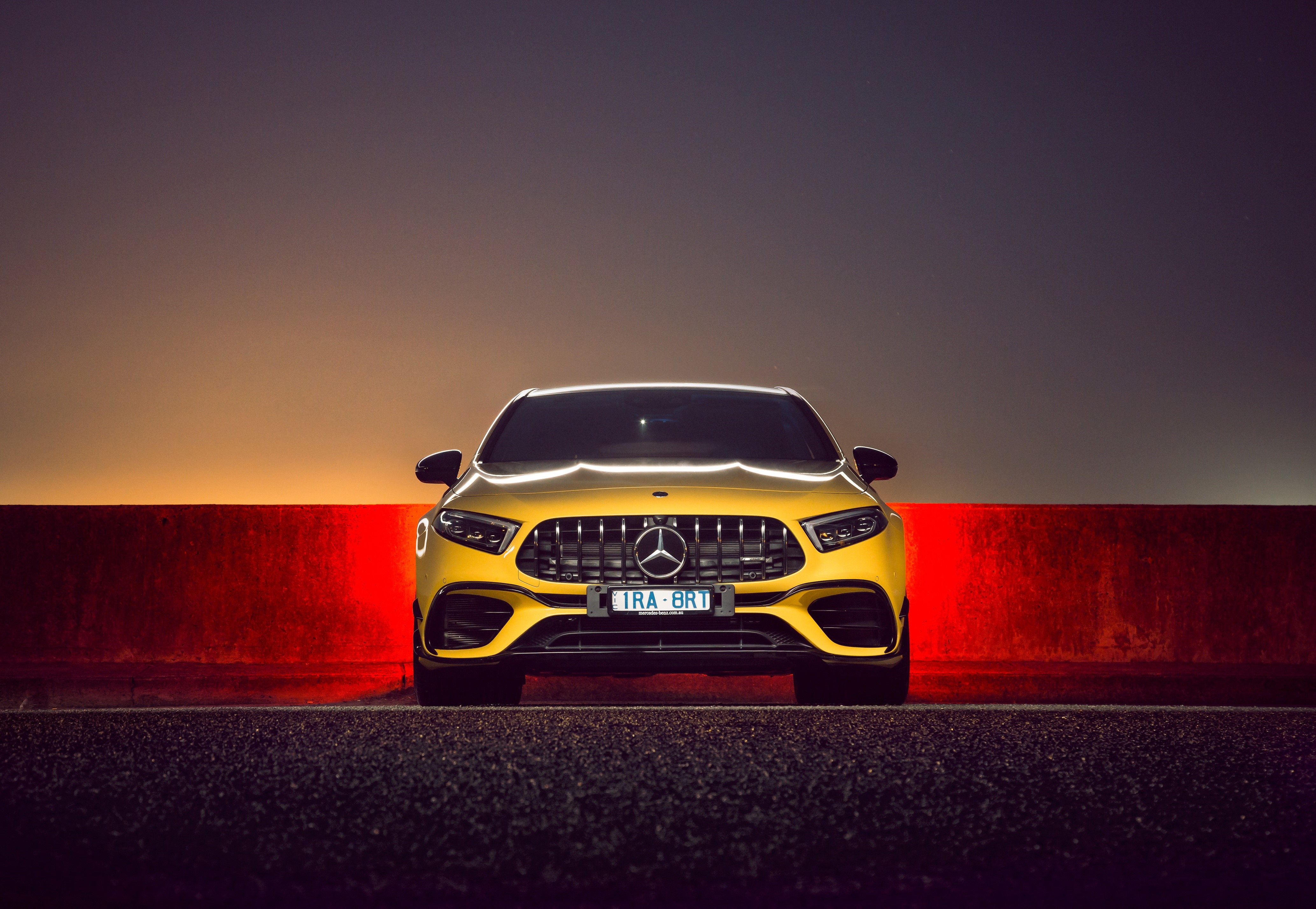 Yellow Mercedes-Benz AMG A 45 S 4MATIC Front HD Wallpaper