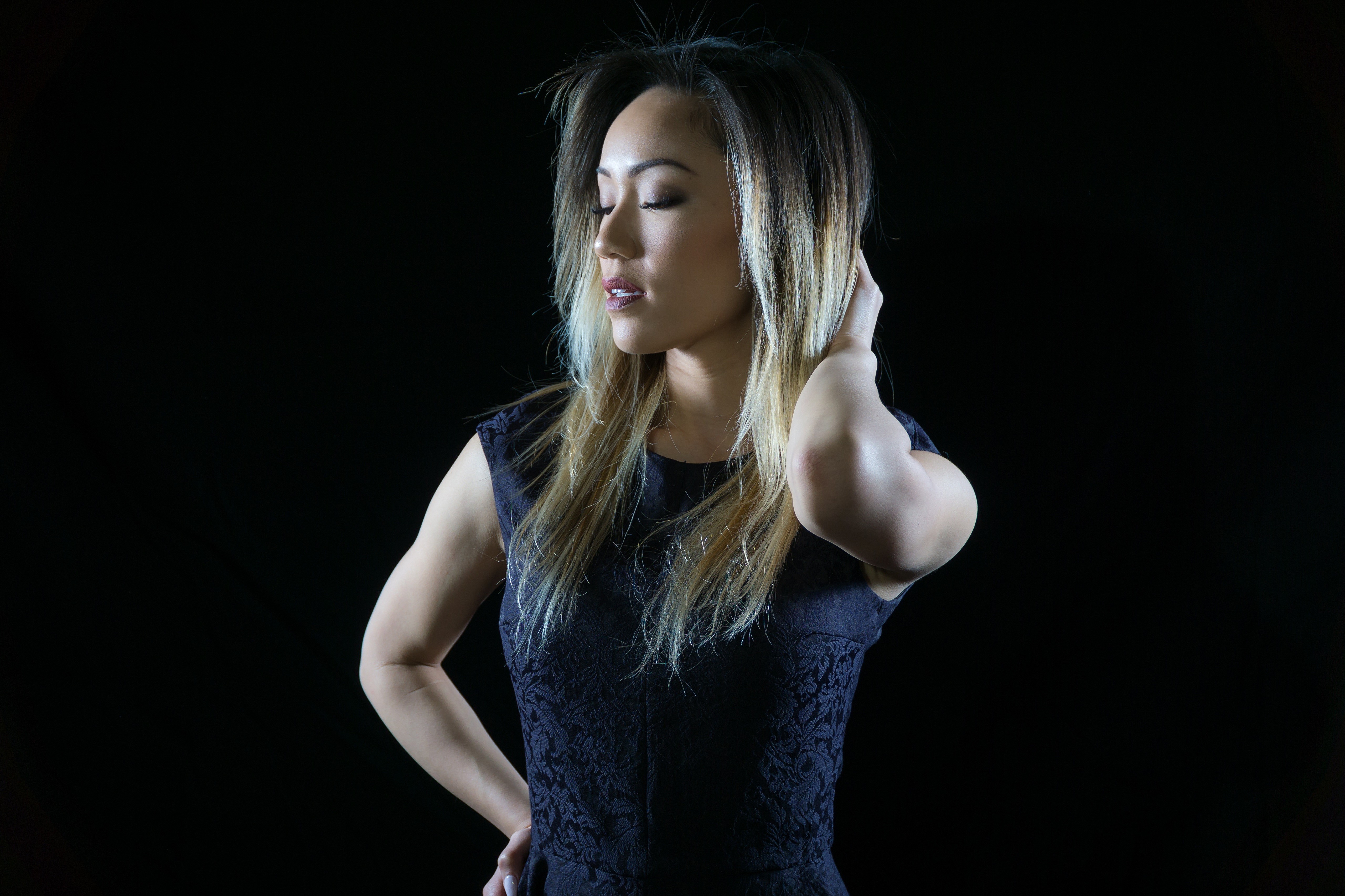 Asian Woman in Black Dress 4K HD Wallpaper