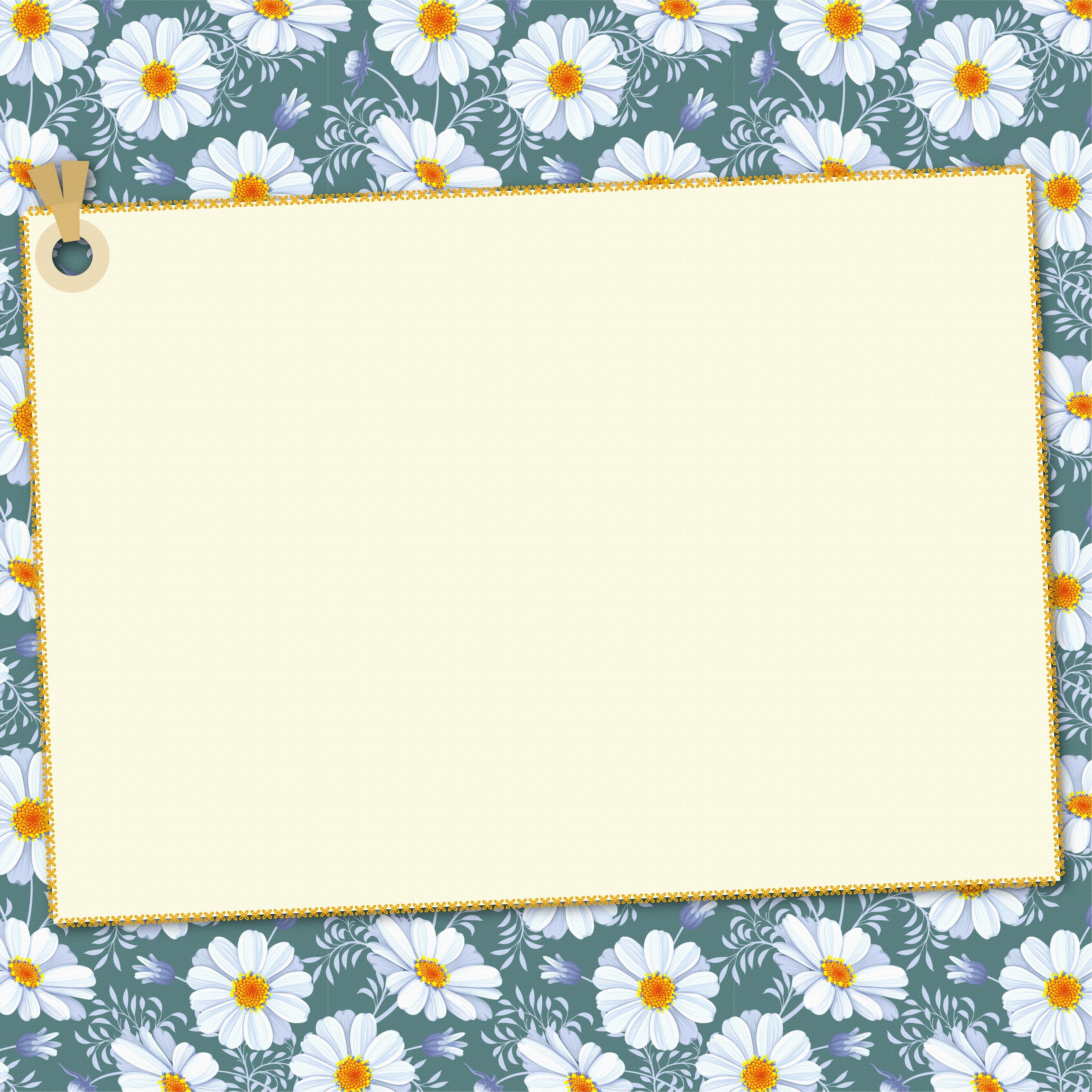 Blank paper with daisy floral border HD Wallpaper