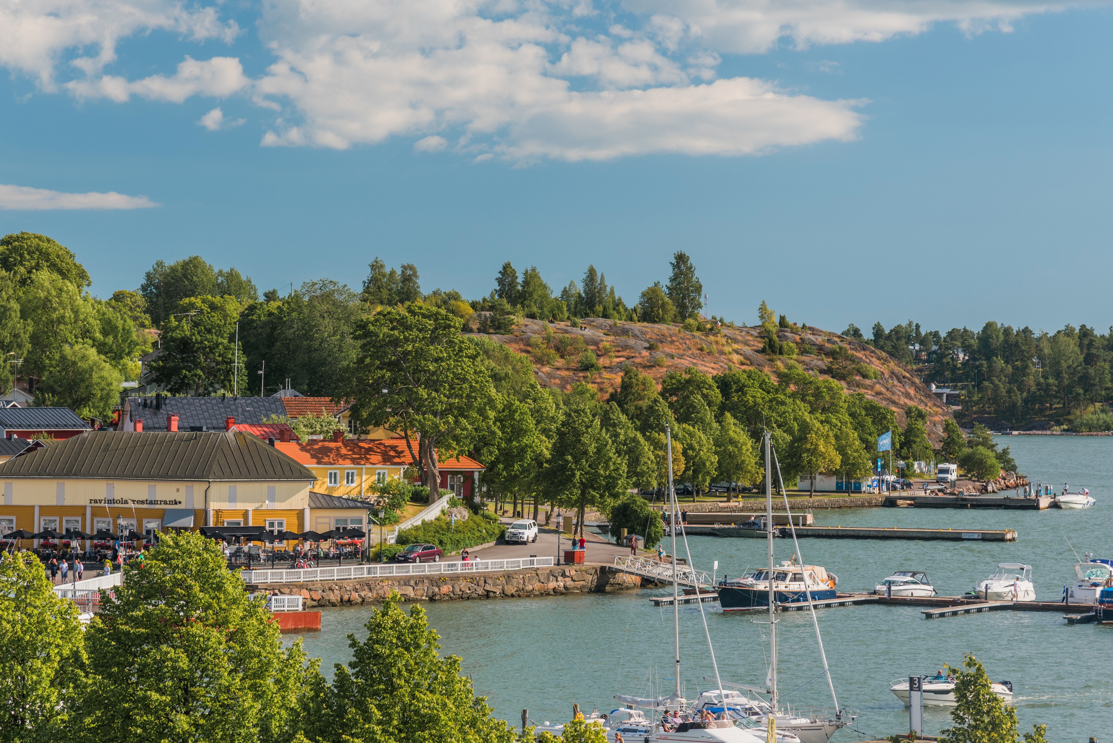 Naantali Harbour, Finland with Boats and Houses HD Wallpaper
