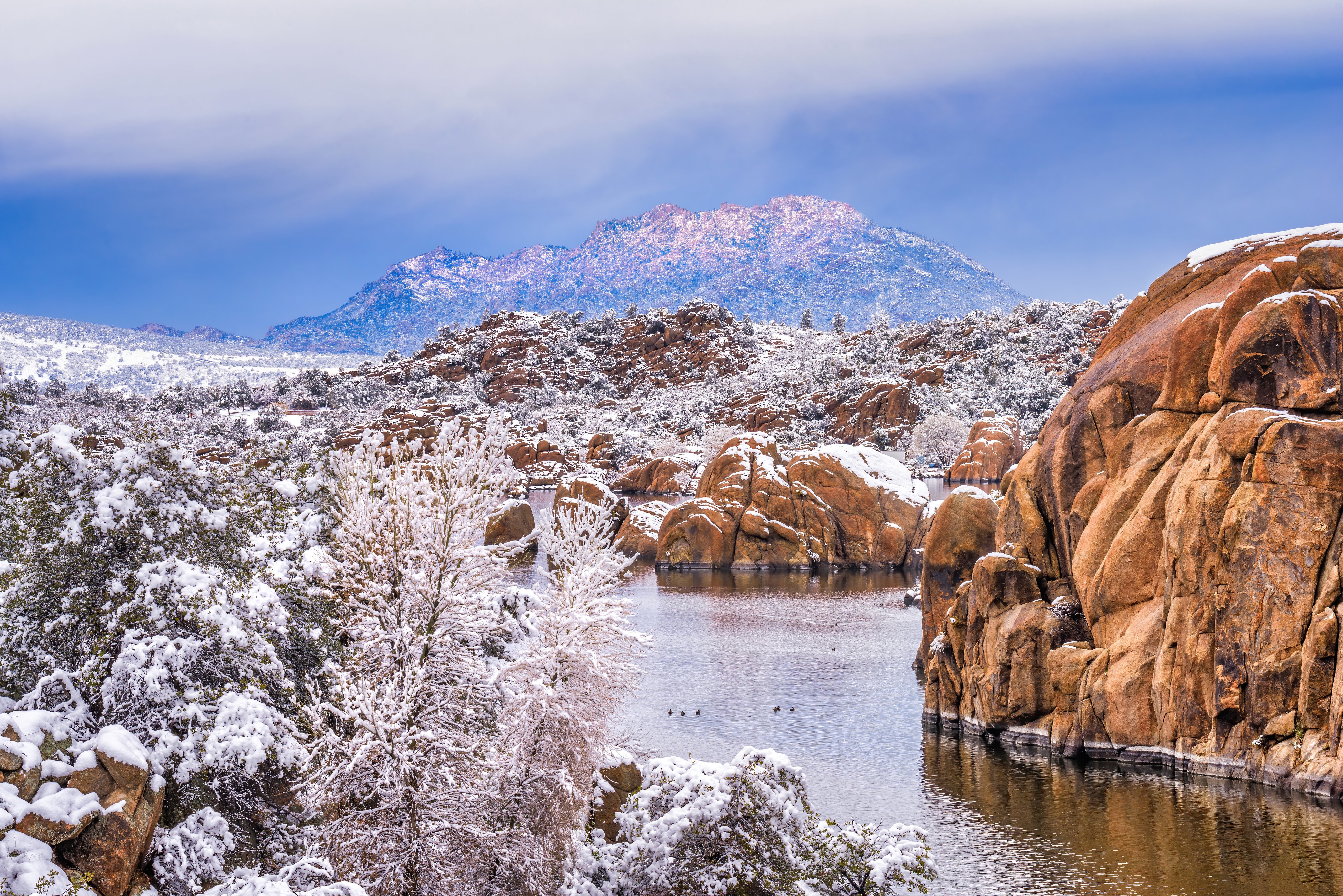 Snowy Granite Dells, Prescott, Arizona, USA HD Wallpaper