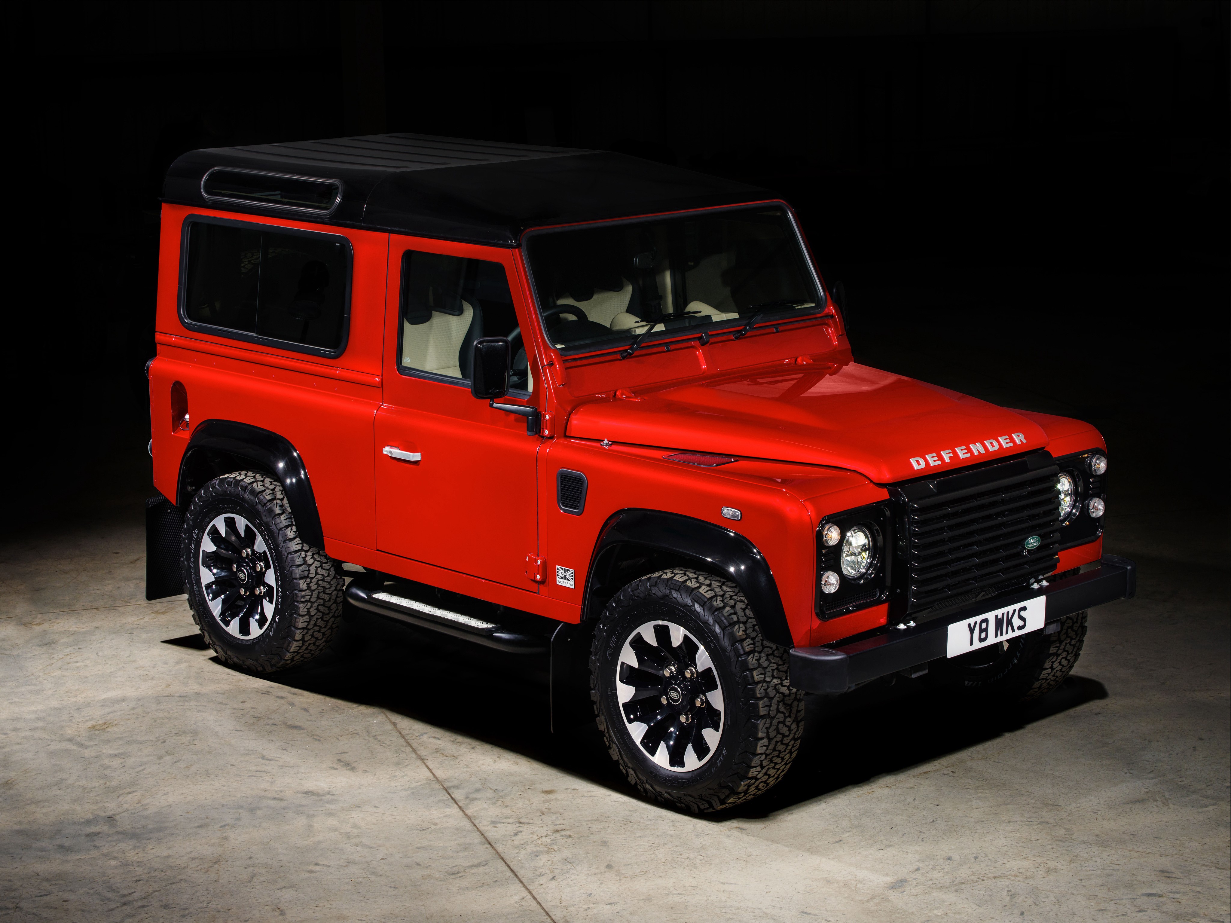 Red 2018 Land Rover Defender 90 Works V8 SUV HD Wallpaper