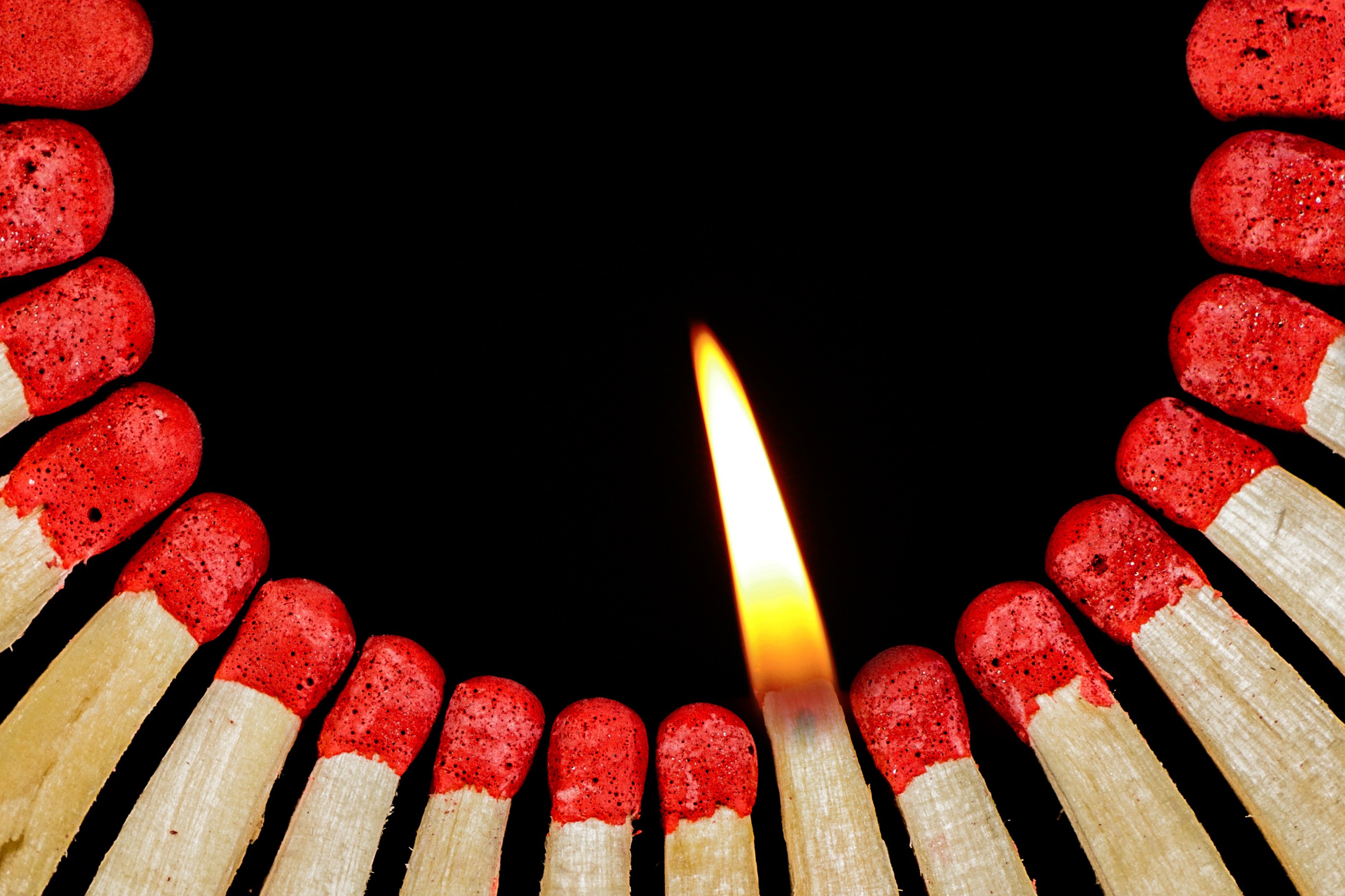 Many matches with one burning HD Wallpaper