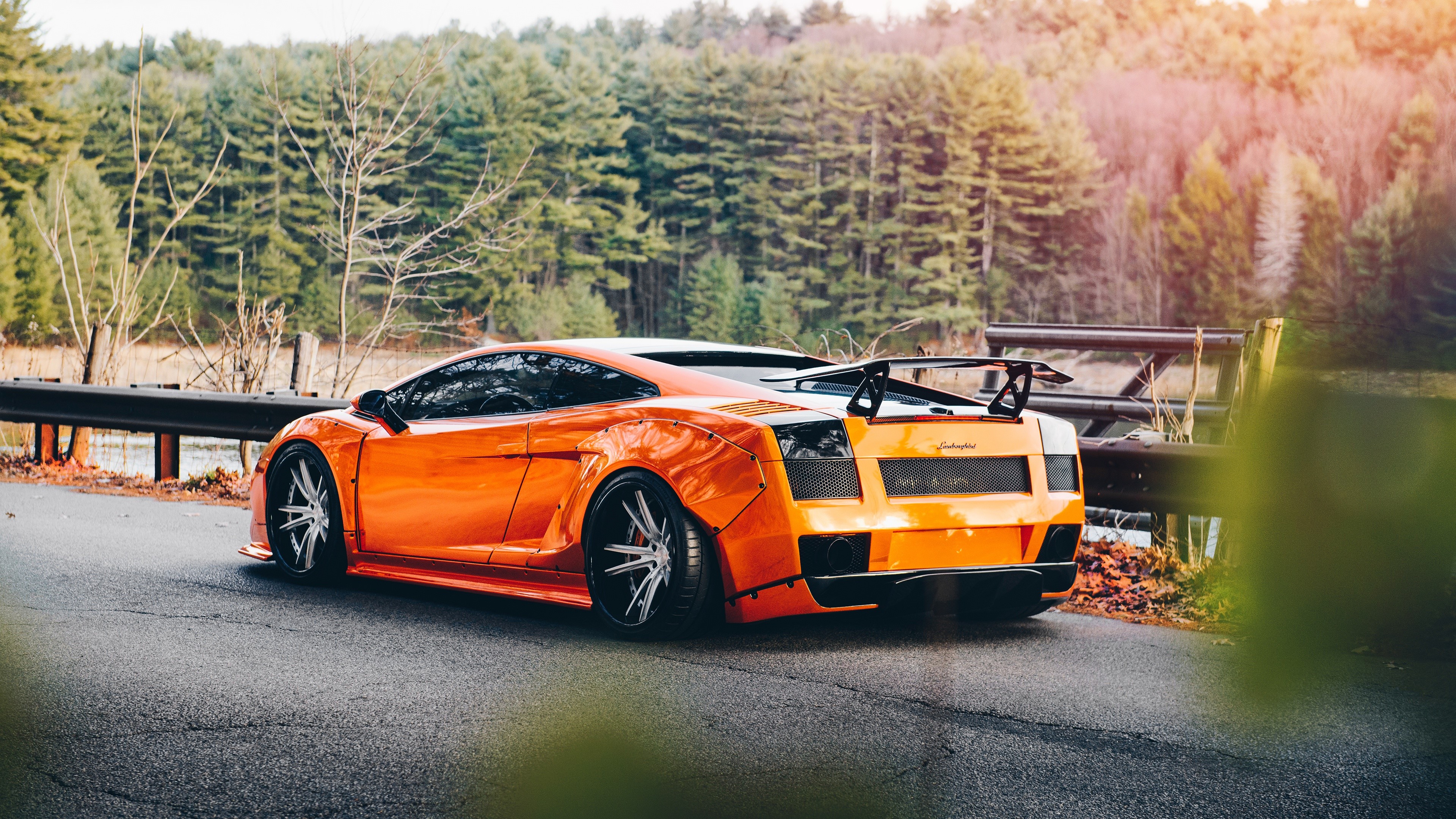 Orange Lamborghini Gallardo with Spoiler HD Wallpaper