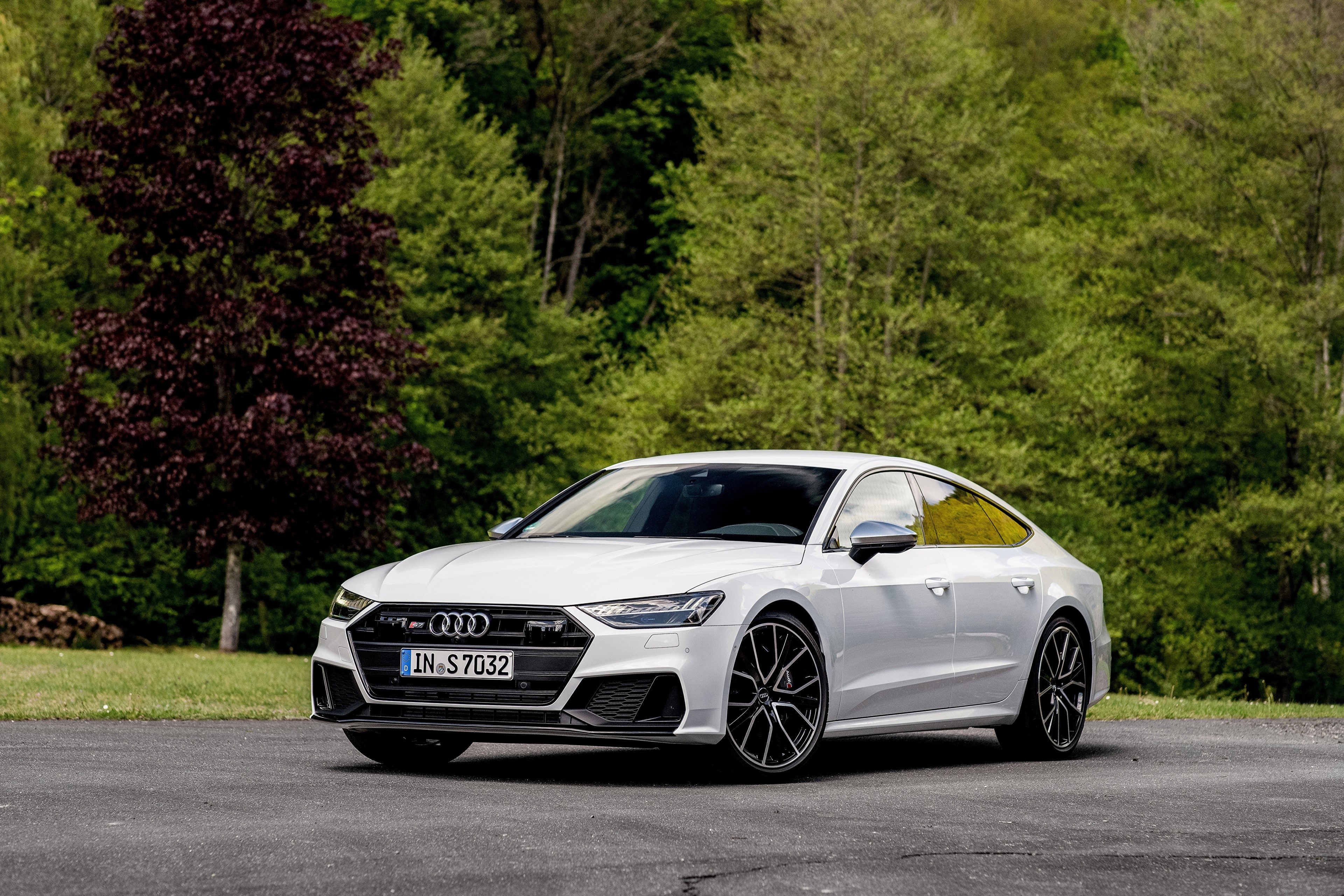 4K Audi S7 Sportback 2019 White Metallic HD Wallpaper