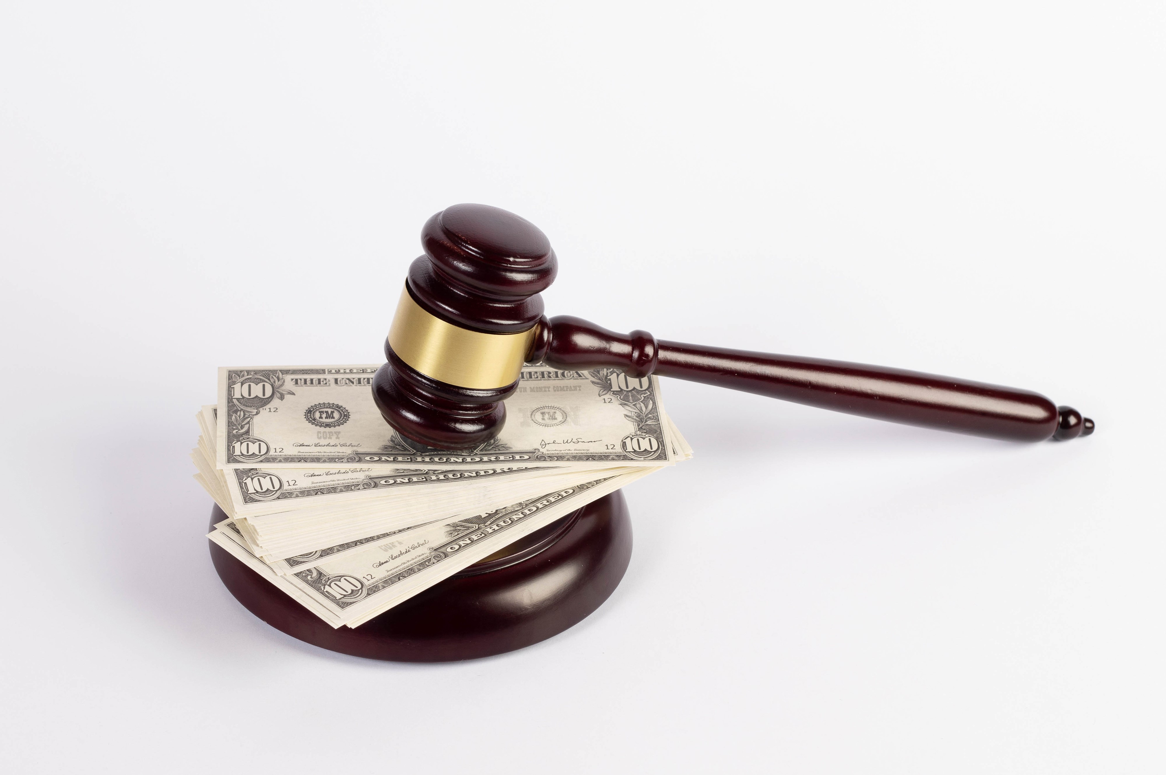 Gavel on Stack of US Dollar Bills HD Wallpaper