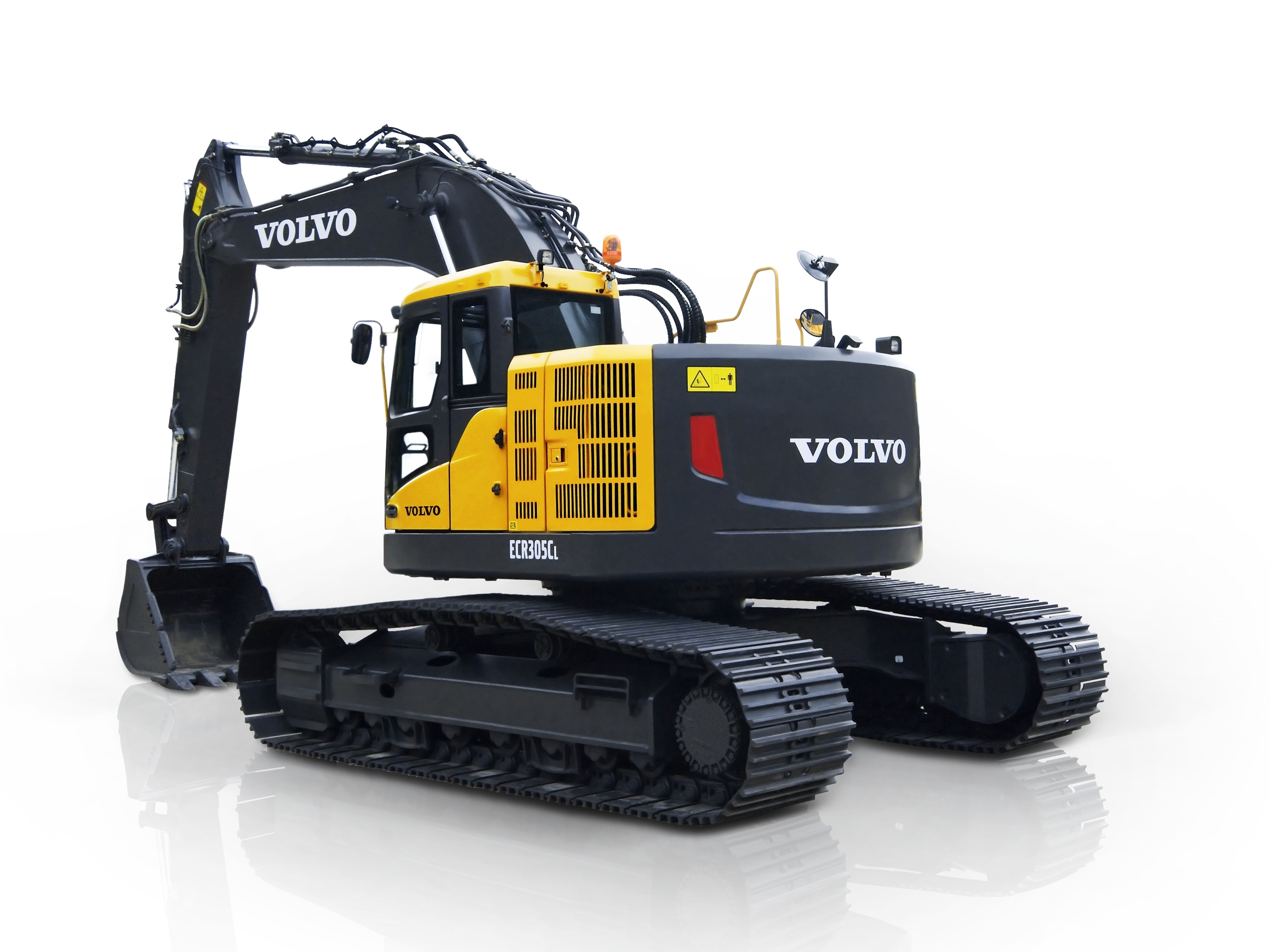 Volvo ECR305C Excavator on White Background HD Wallpaper