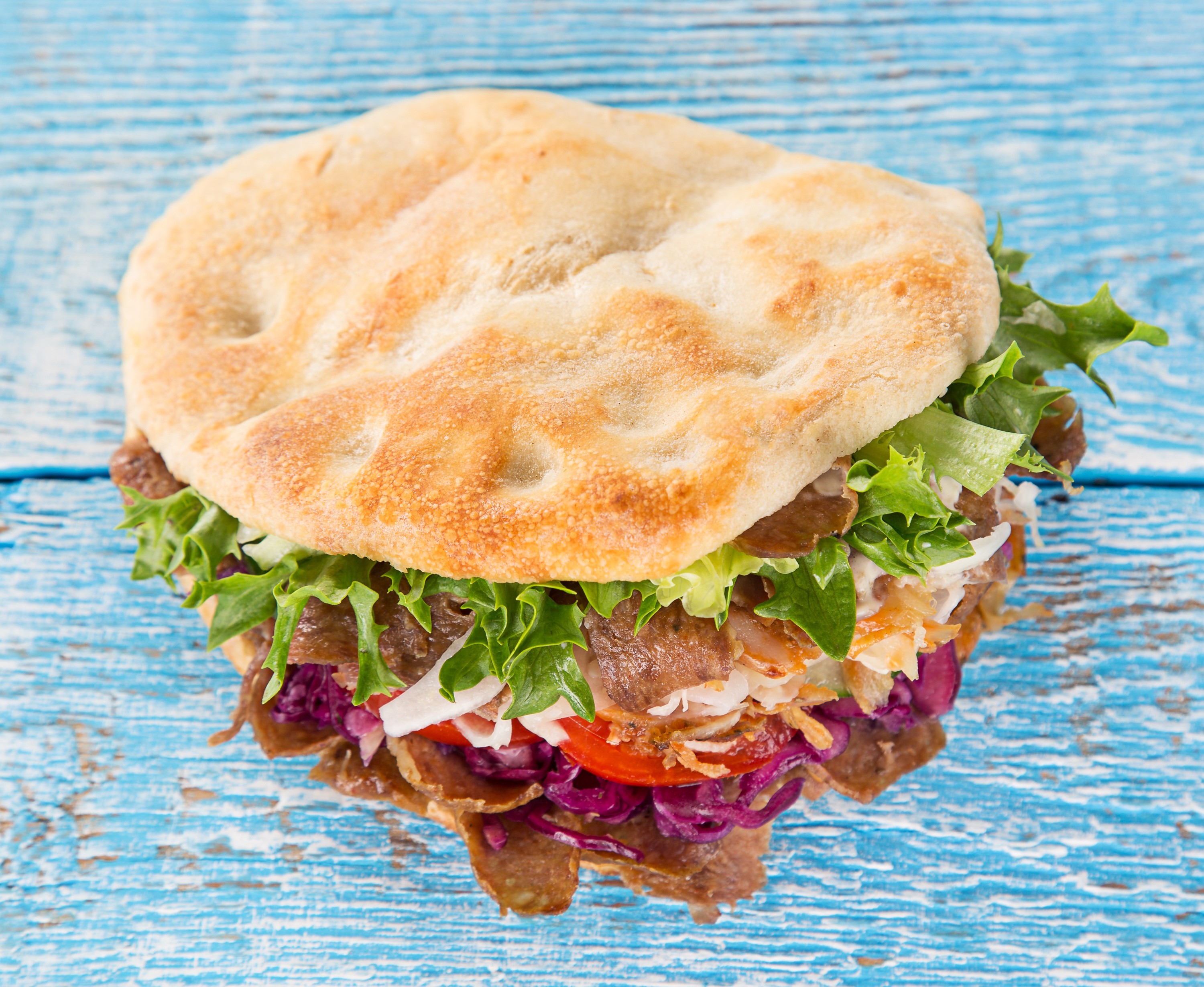 Doner Kebab Sandwich with Vegetables HD Wallpaper