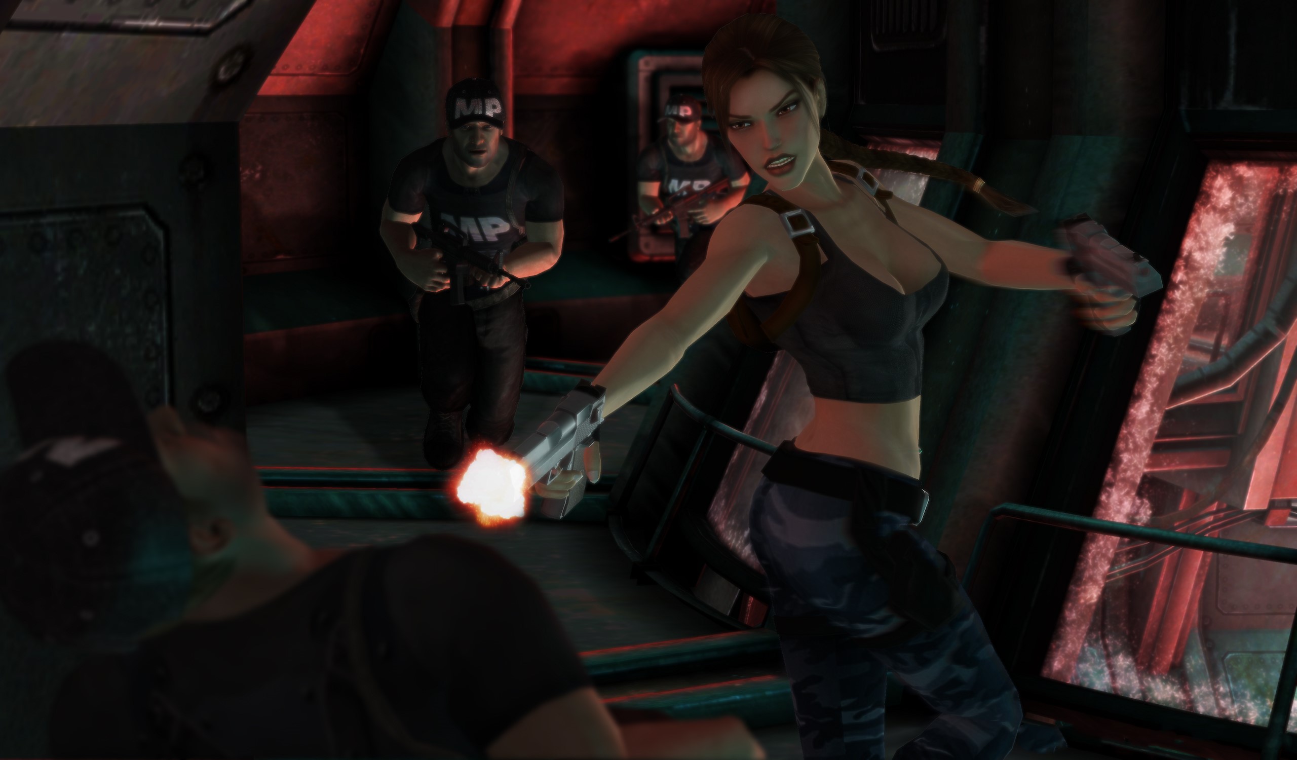 Lara Croft from Tomb Raider shooting HD Wallpaper