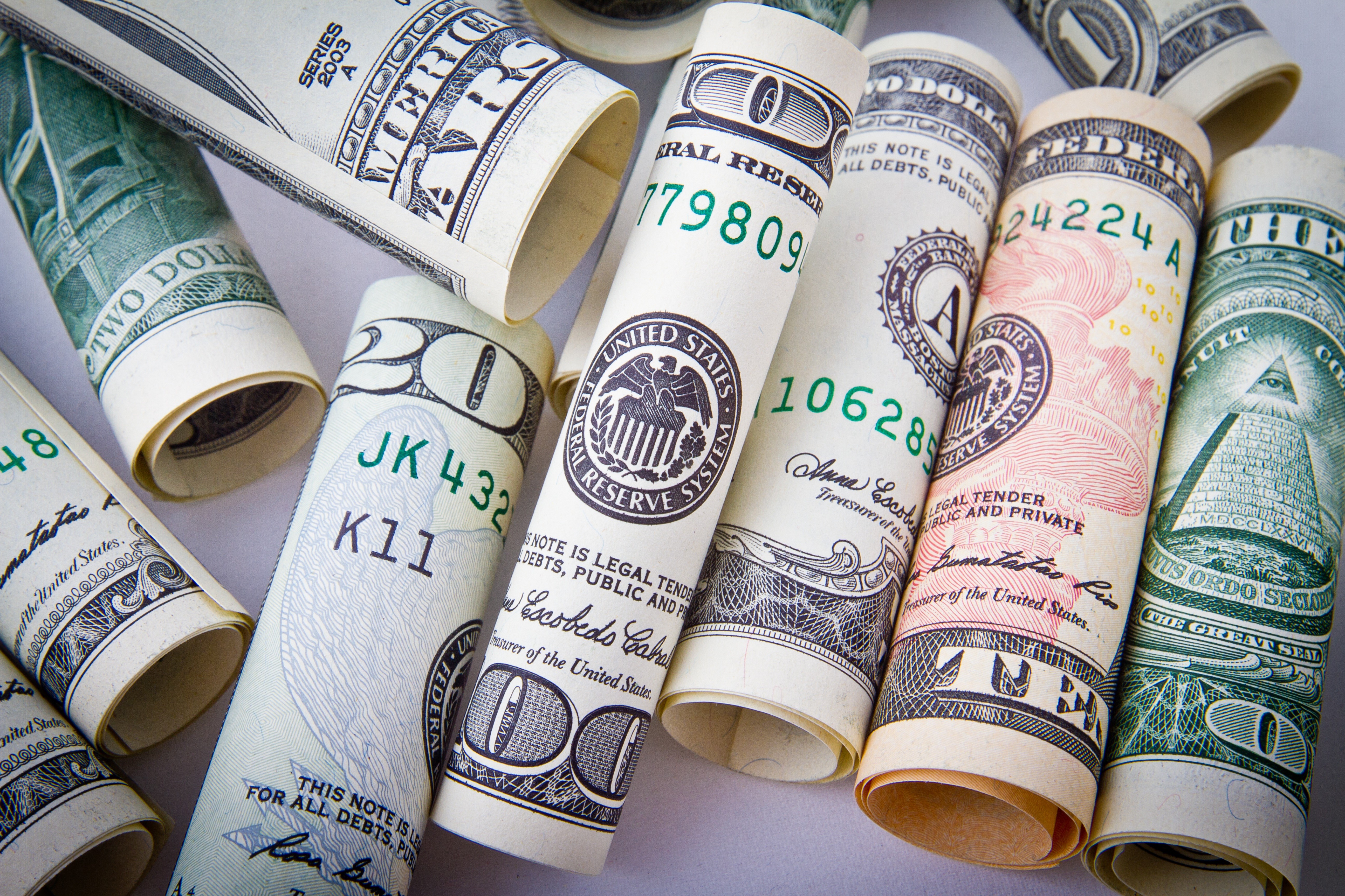 Rolled US Dollar Bills HD Wallpaper