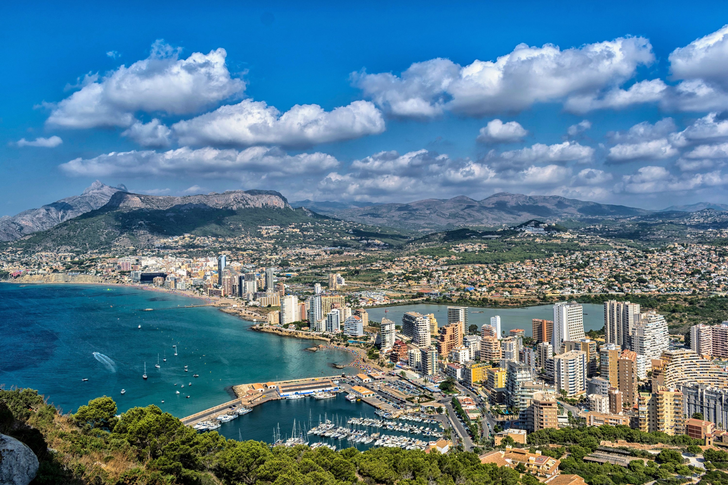 Calpe, Spain: Coastal City with Marinas and Mountains HD Wallpaper