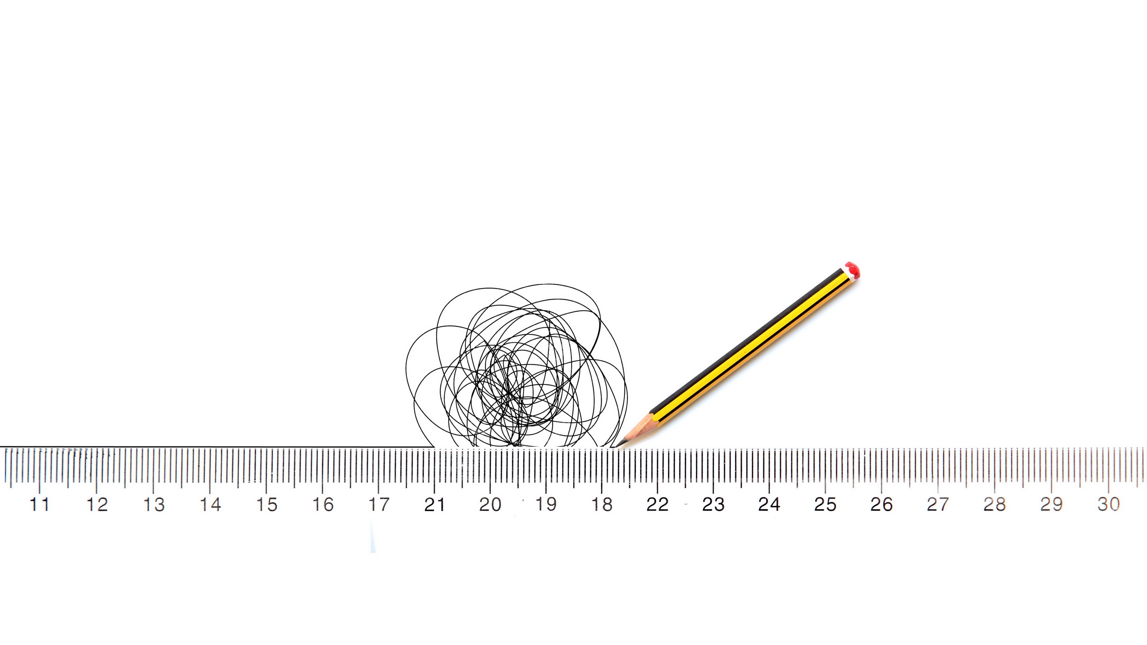 Pencil and ruler with scribbles HD Wallpaper