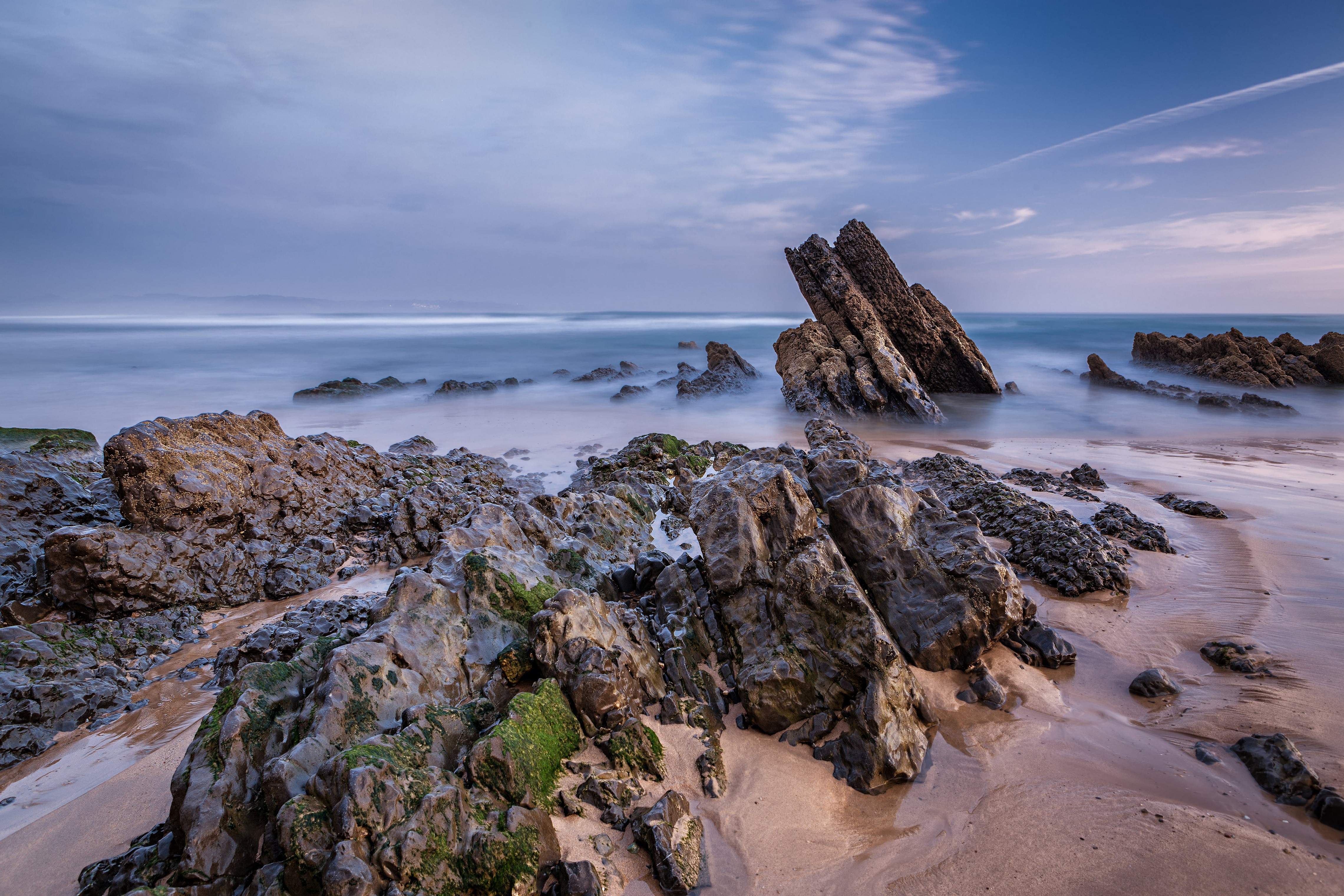 4K Asturias Playa de Vega Spain Coast Sky Crag HD Wallpaper