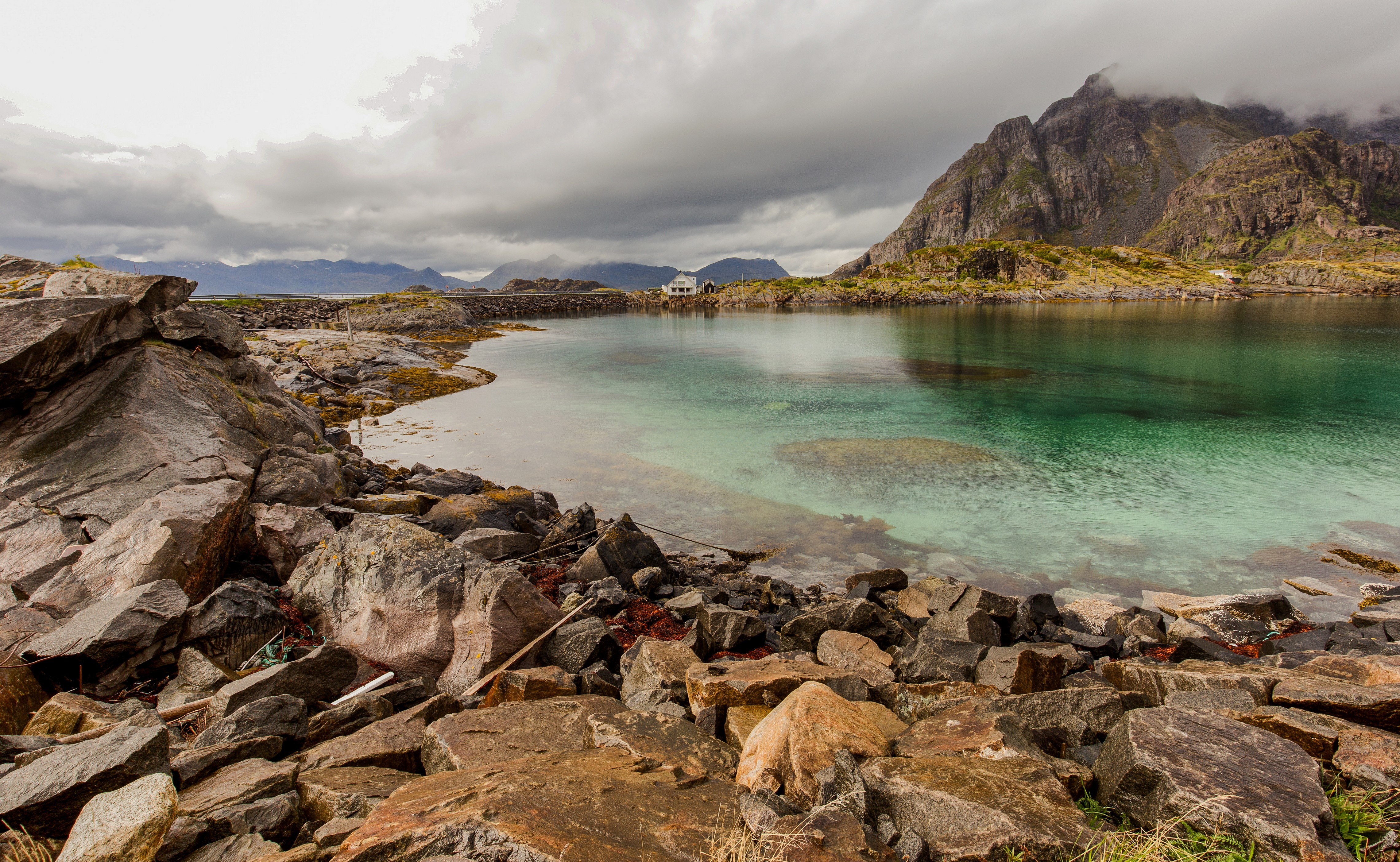 4K Norway Lofoten Mountains and Stones HD Wallpaper
