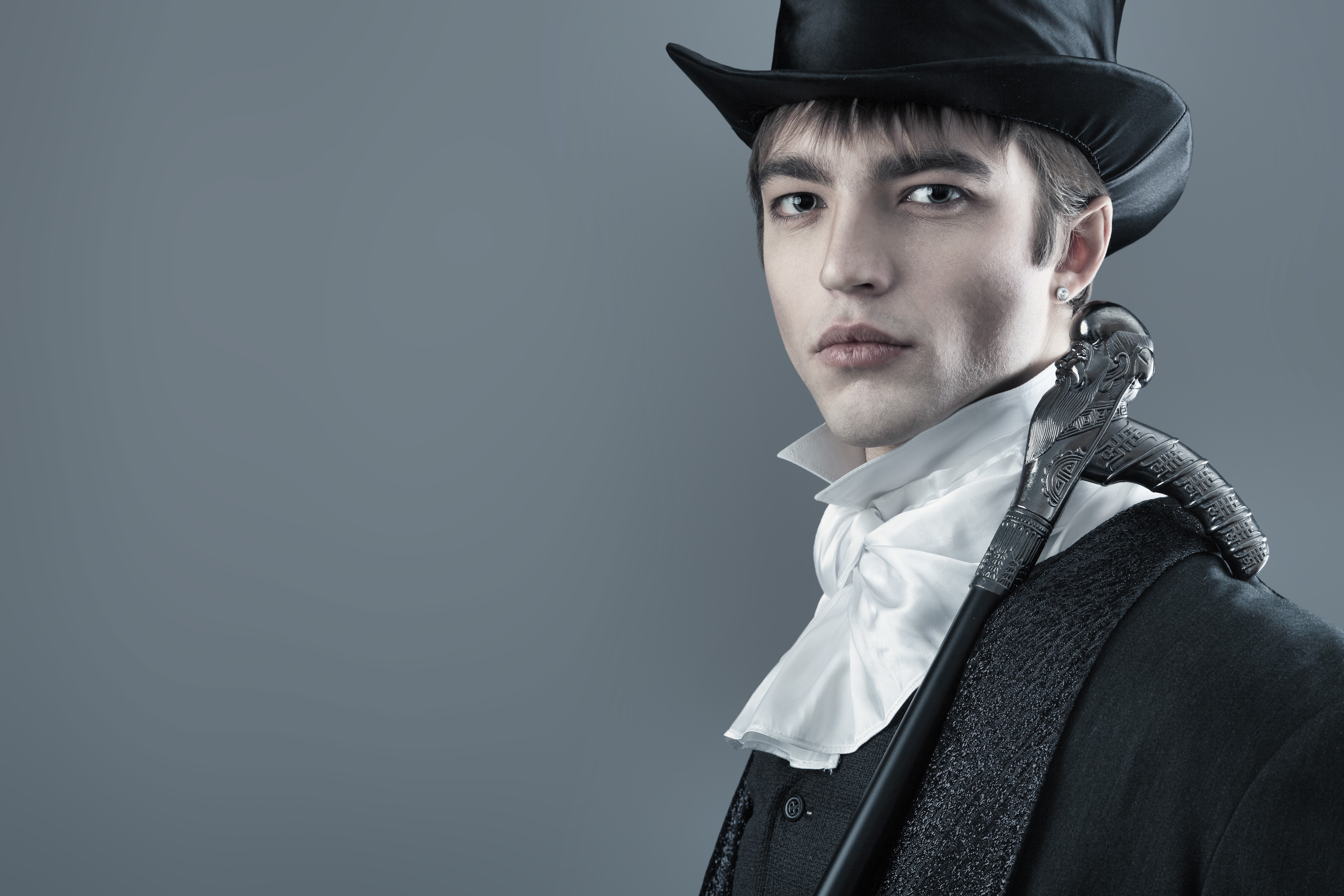 Man in Top Hat with Cane HD Wallpaper