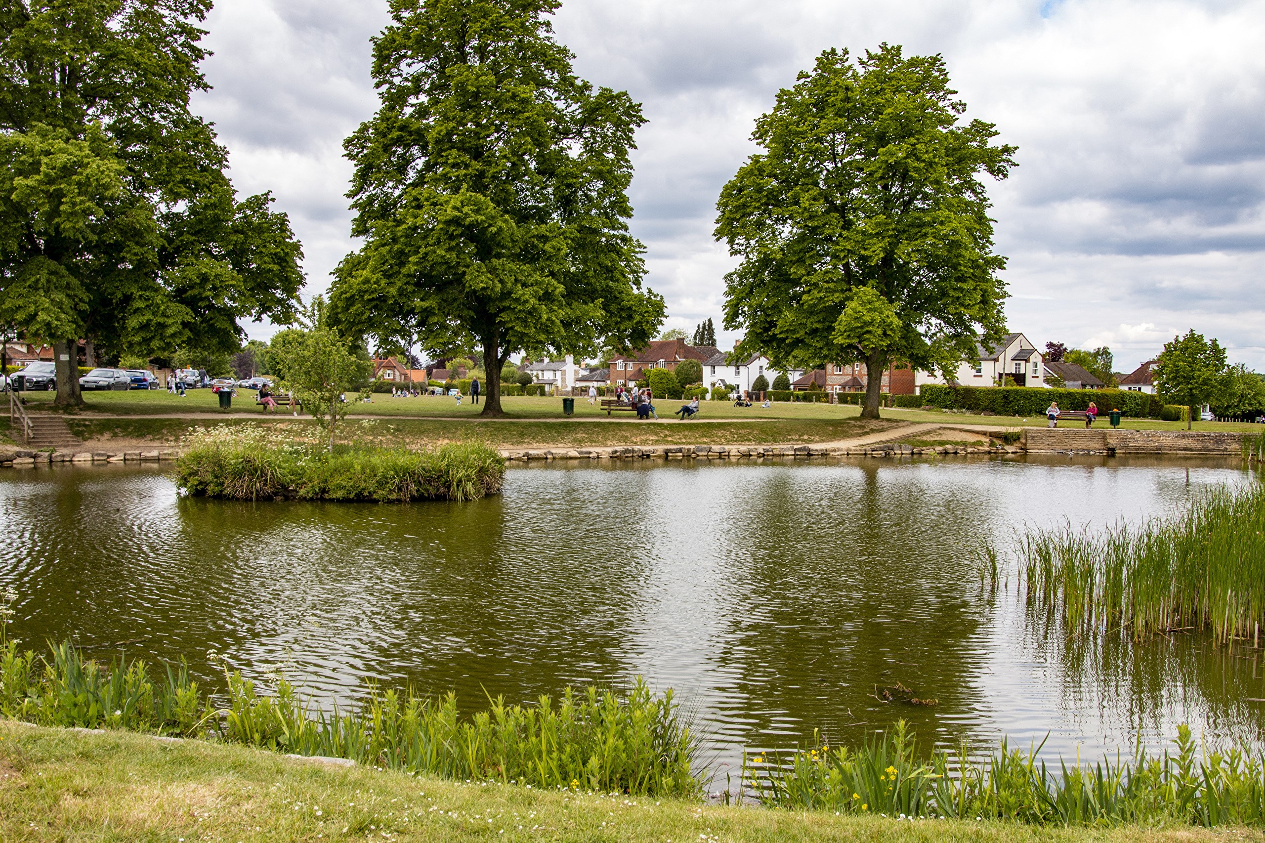 Pond and trees in Tylers Green, England HD Wallpaper