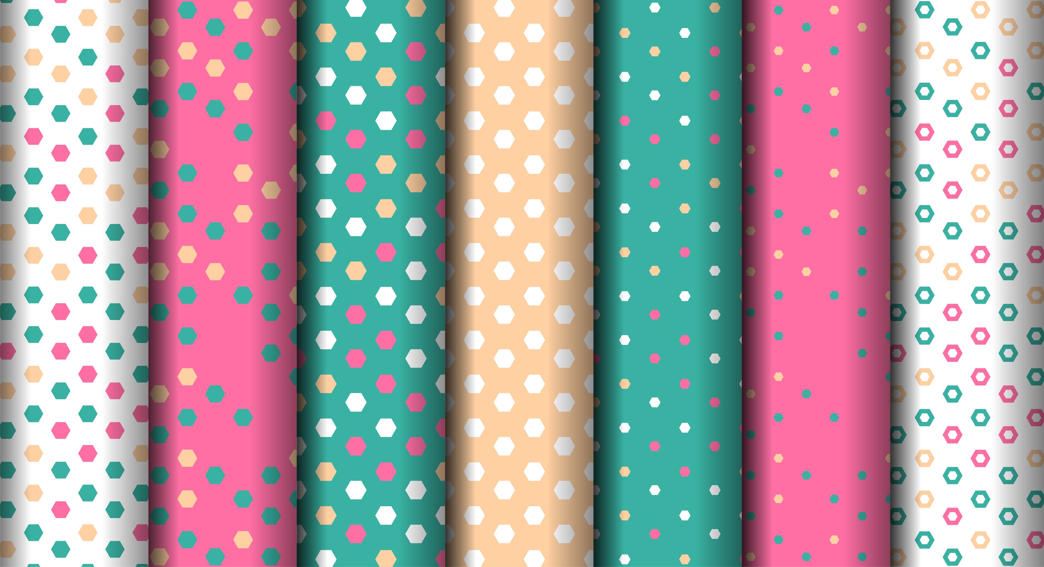 Seamless Hexagon and Dot Patterns HD Wallpaper